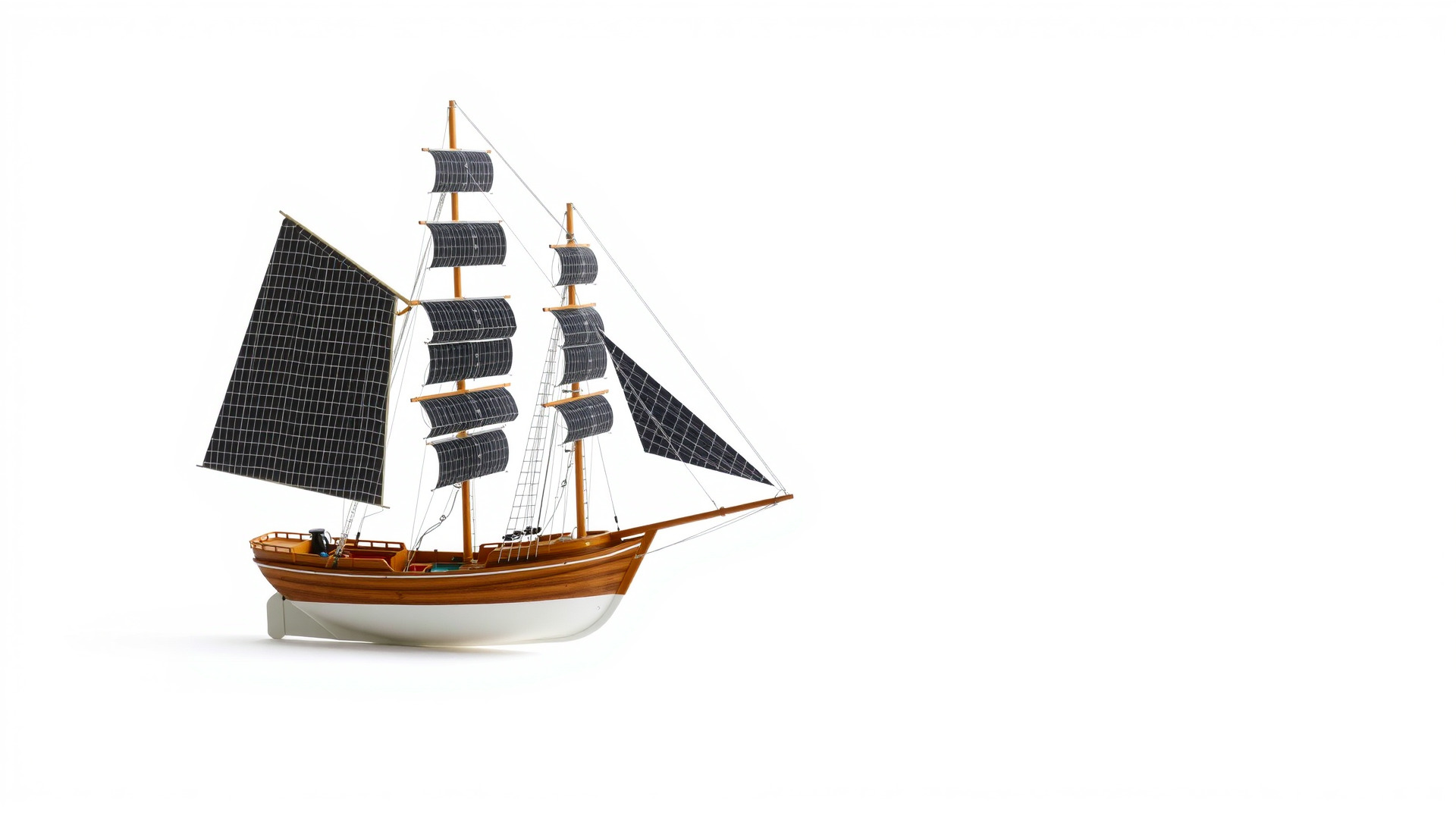 Solar-Powered Sailboat with Innovative Panel Sails Low-poly 3D model_6