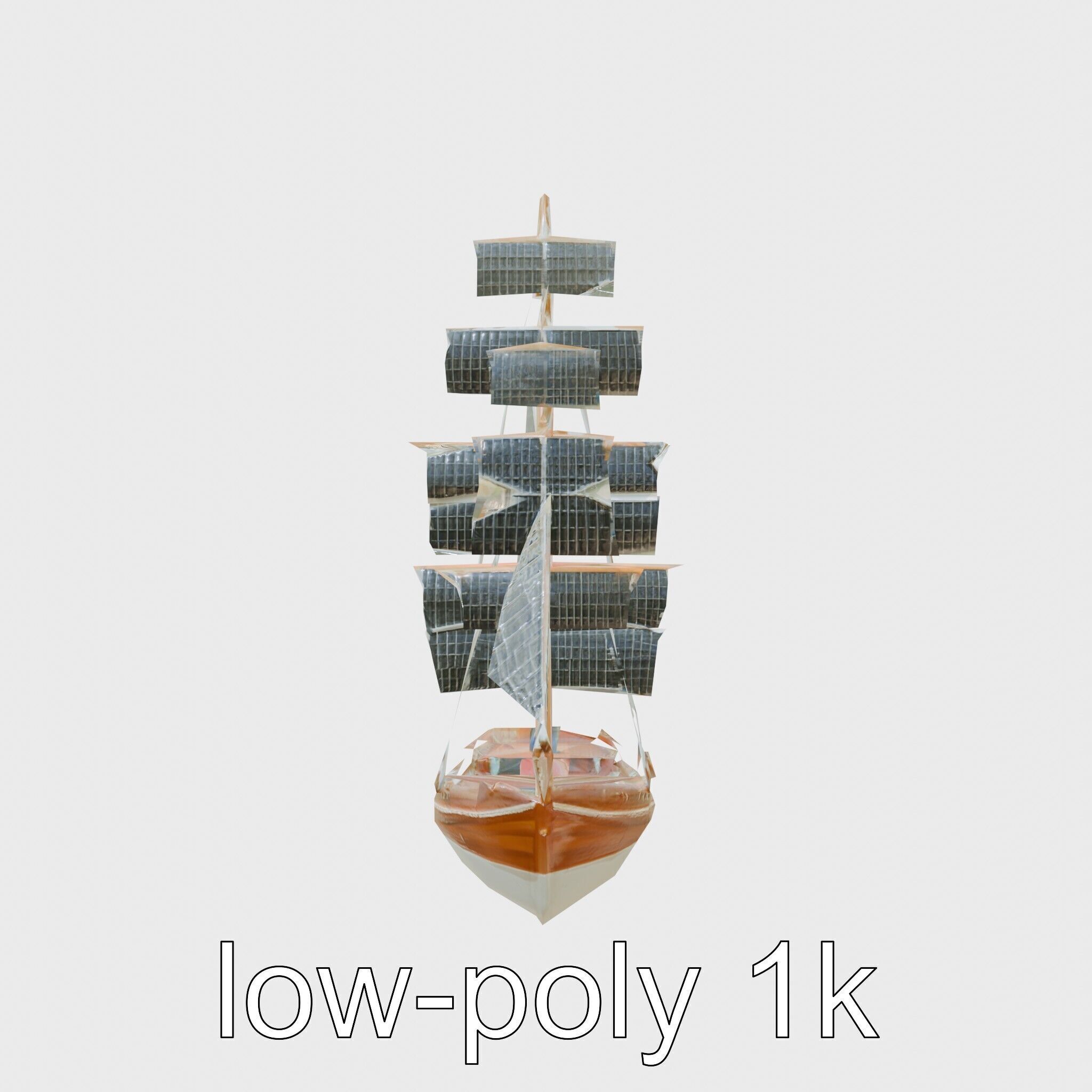 Solar-Powered Sailboat with Innovative Panel Sails Low-poly 3D model_27