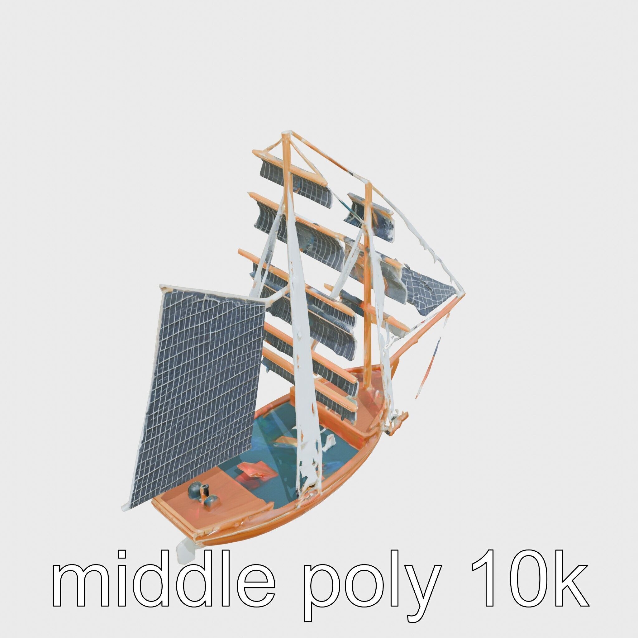 Solar-Powered Sailboat with Innovative Panel Sails Low-poly 3D model_12