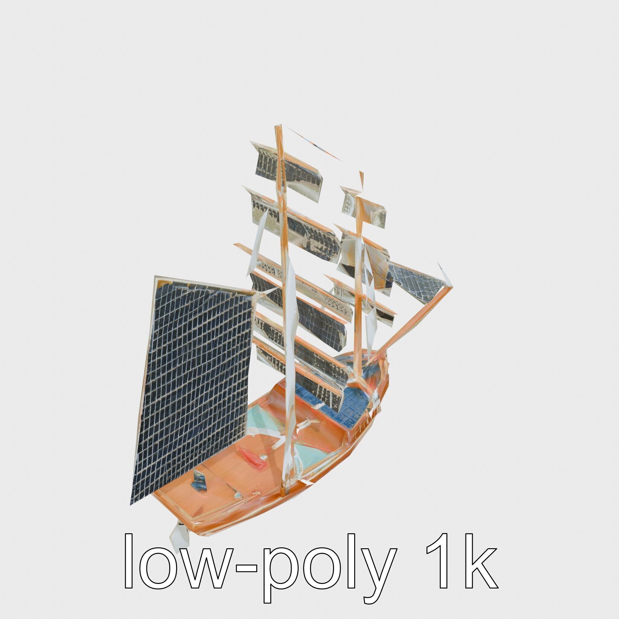 Solar-Powered Sailboat with Innovative Panel Sails Low-poly 3D model_23