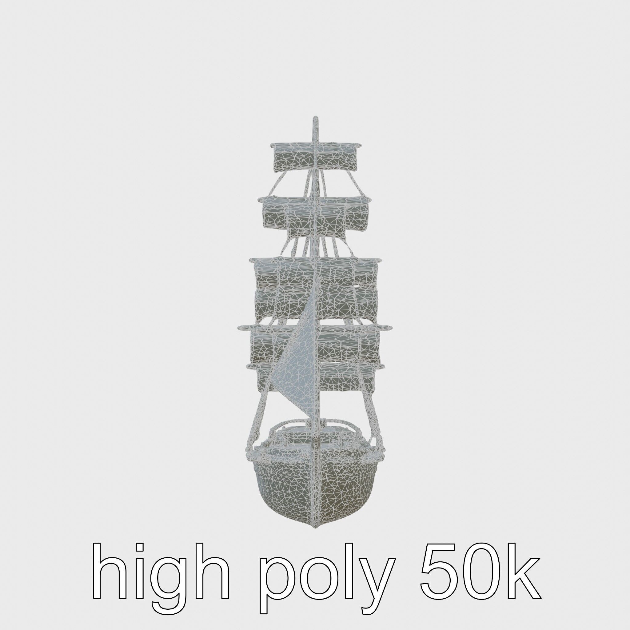 Solar-Powered Sailboat with Innovative Panel Sails Low-poly 3D model_8