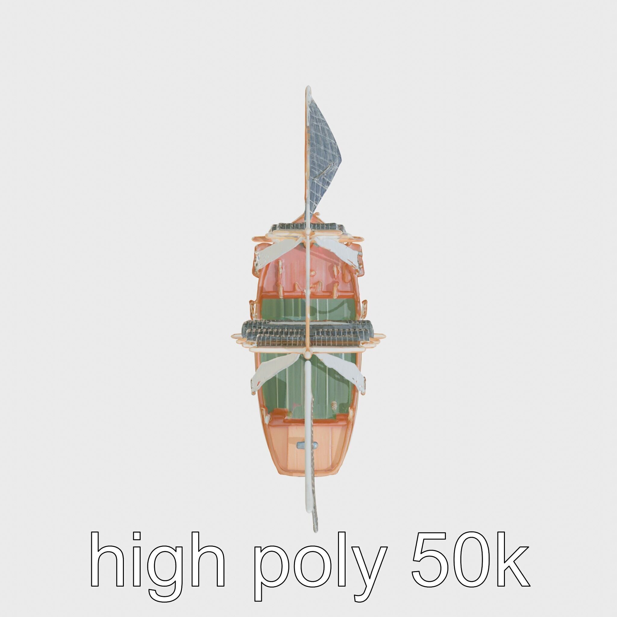 Solar-Powered Sailboat with Innovative Panel Sails Low-poly 3D model_21