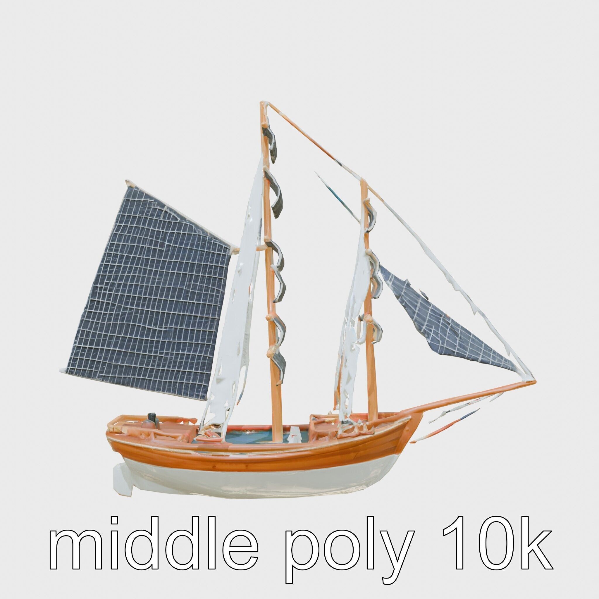 Solar-Powered Sailboat with Innovative Panel Sails Low-poly 3D model_31