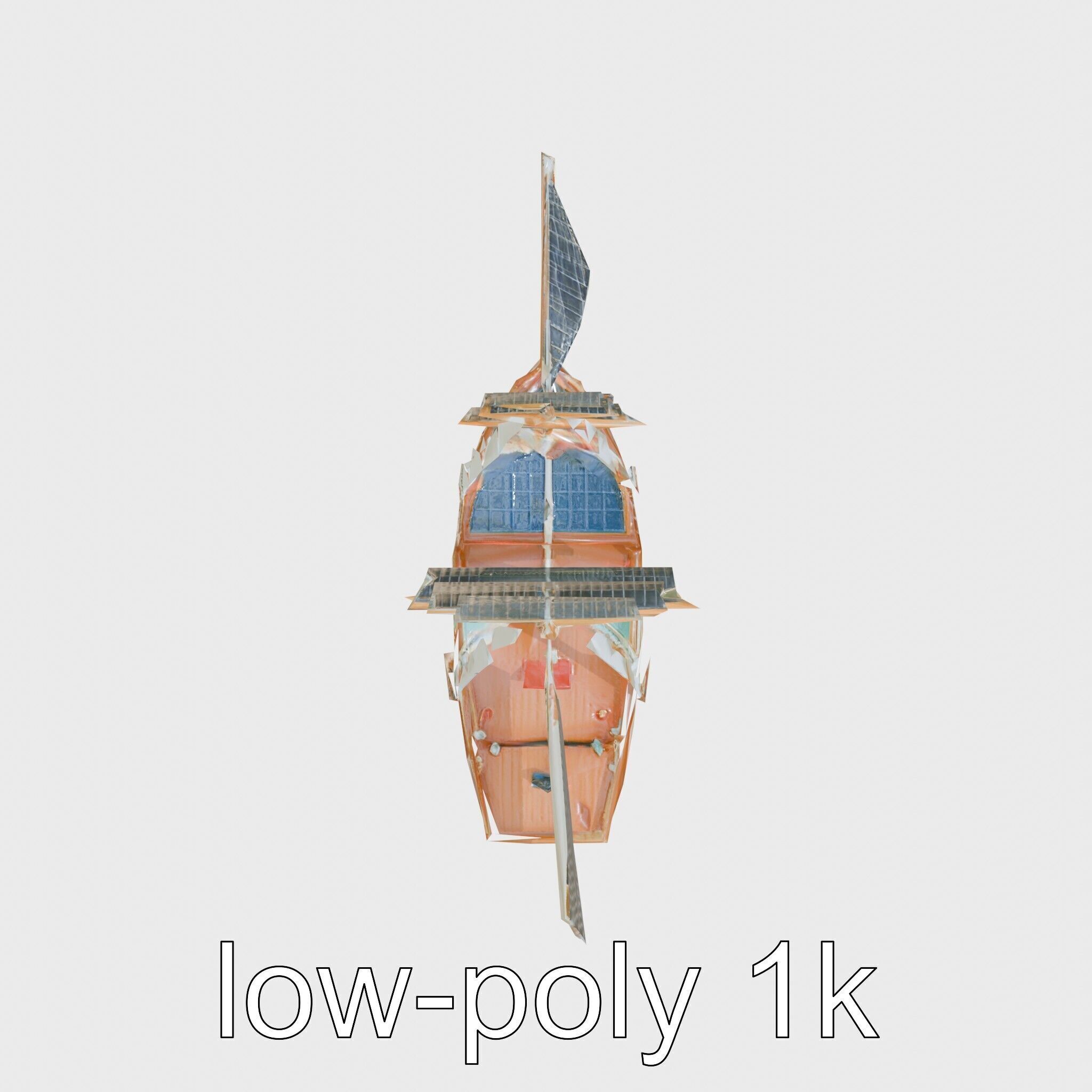 Solar-Powered Sailboat with Innovative Panel Sails Low-poly 3D model_13