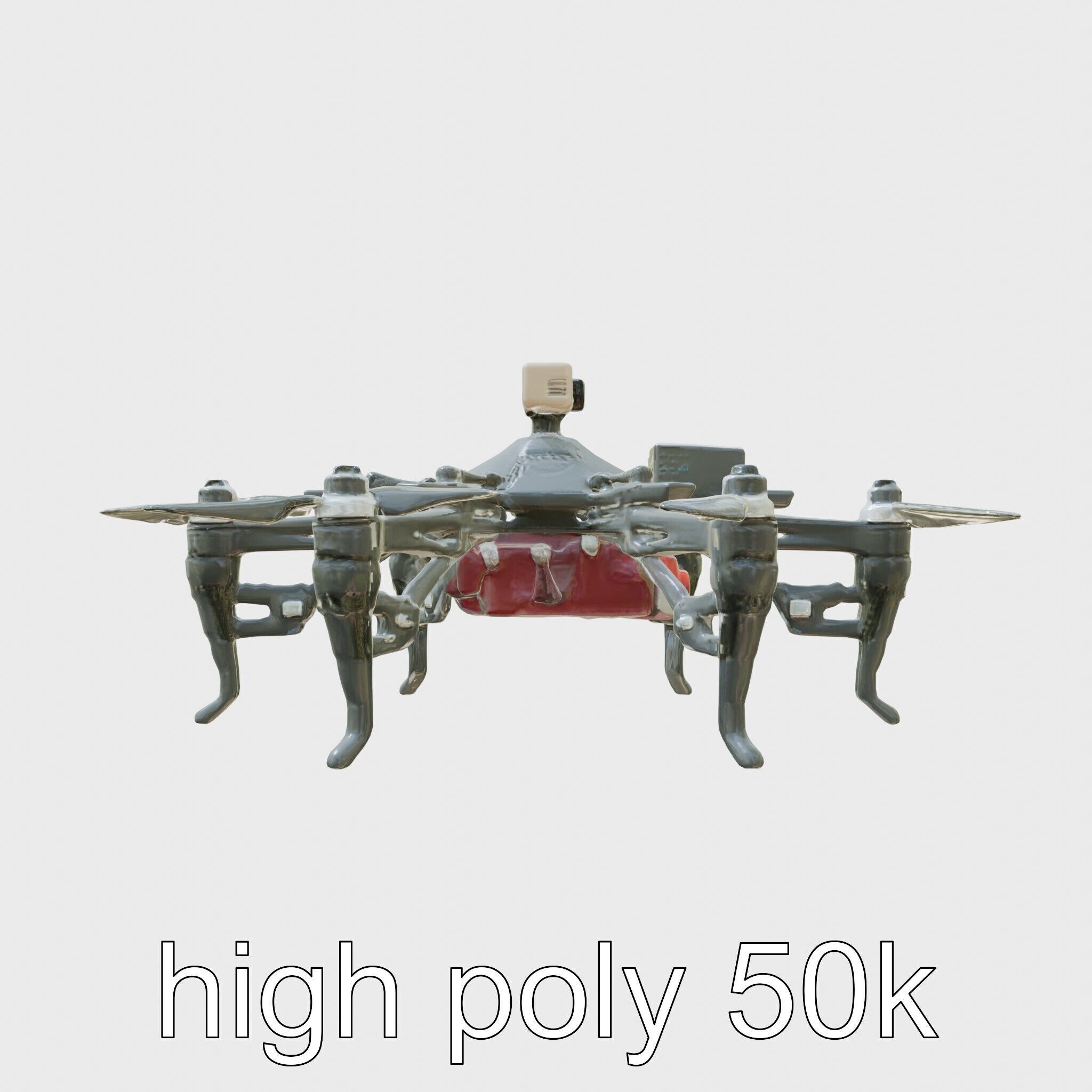 Combat Spider Drone with Eight Legs and Laser Tech Low-poly 3D model_5