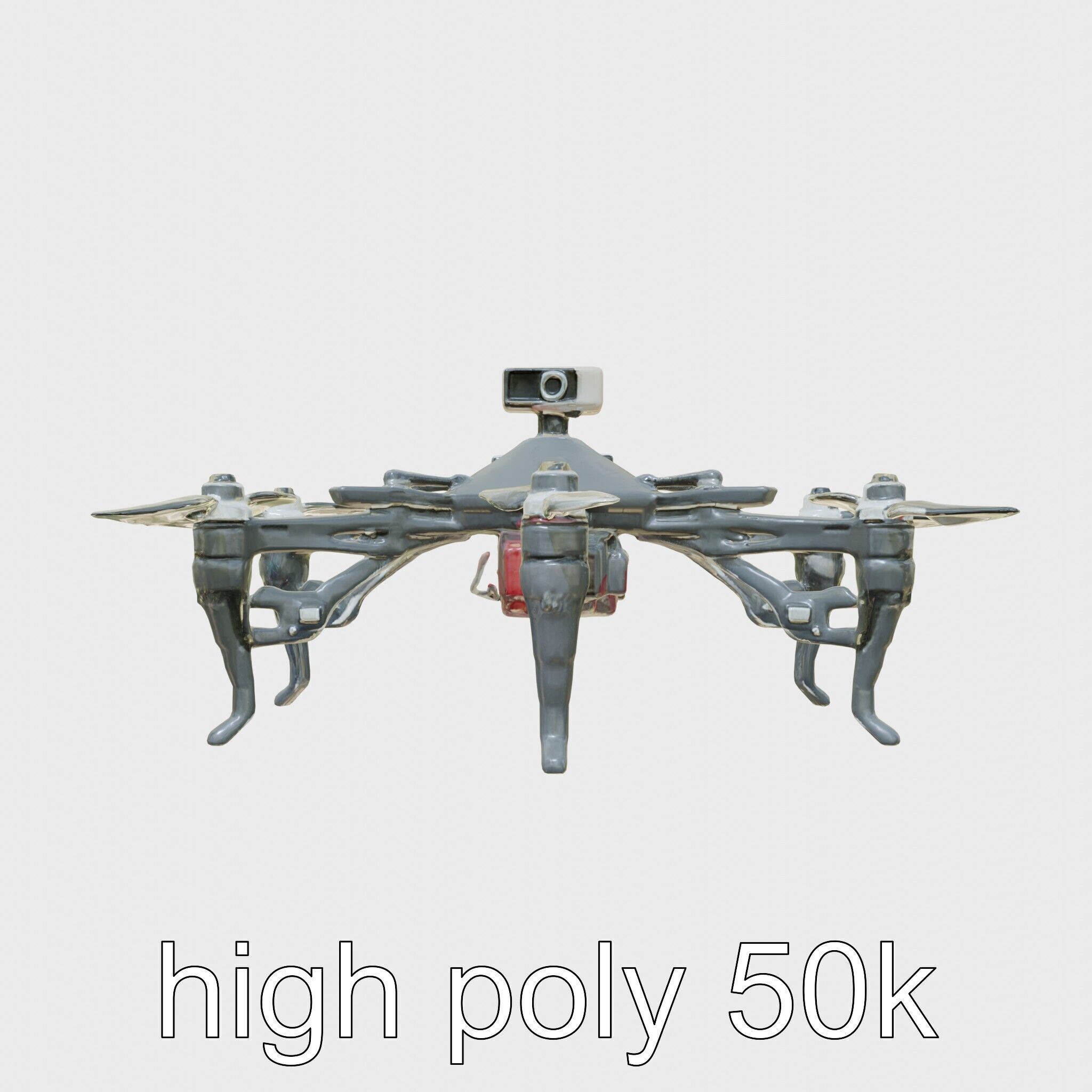Combat Spider Drone with Eight Legs and Laser Tech Low-poly 3D model_21