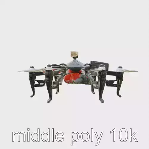 Combat Spider Drone with Eight Legs and Laser Tech Low-poly 3D model