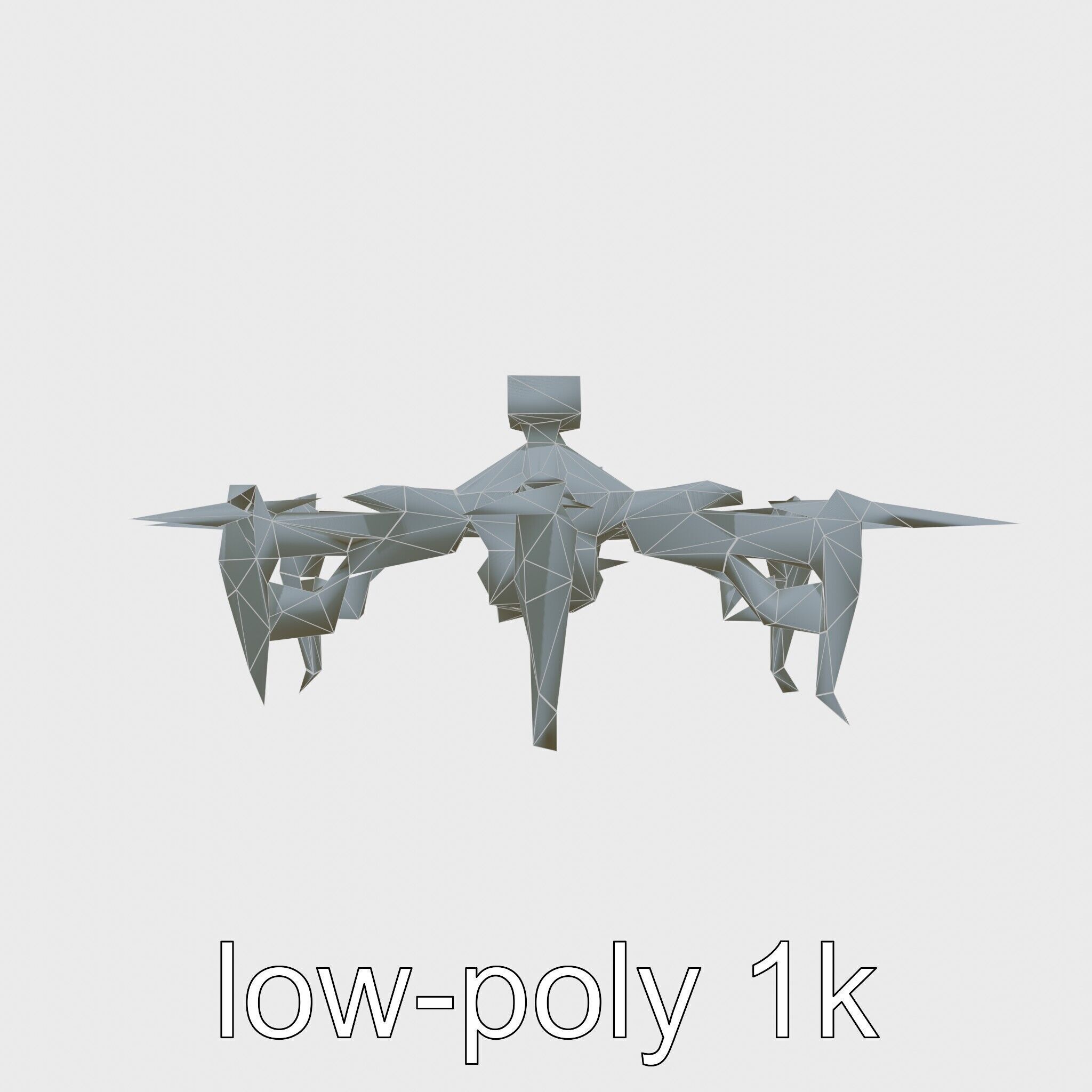 Combat Spider Drone with Eight Legs and Laser Tech Low-poly 3D model_24