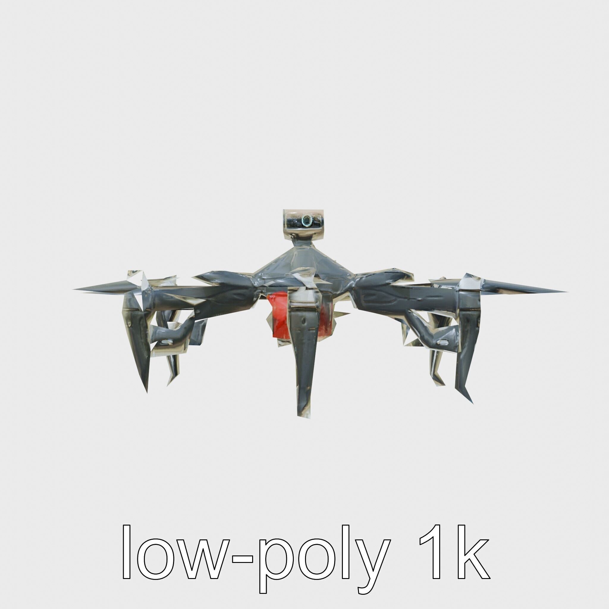 Combat Spider Drone with Eight Legs and Laser Tech Low-poly 3D model_19