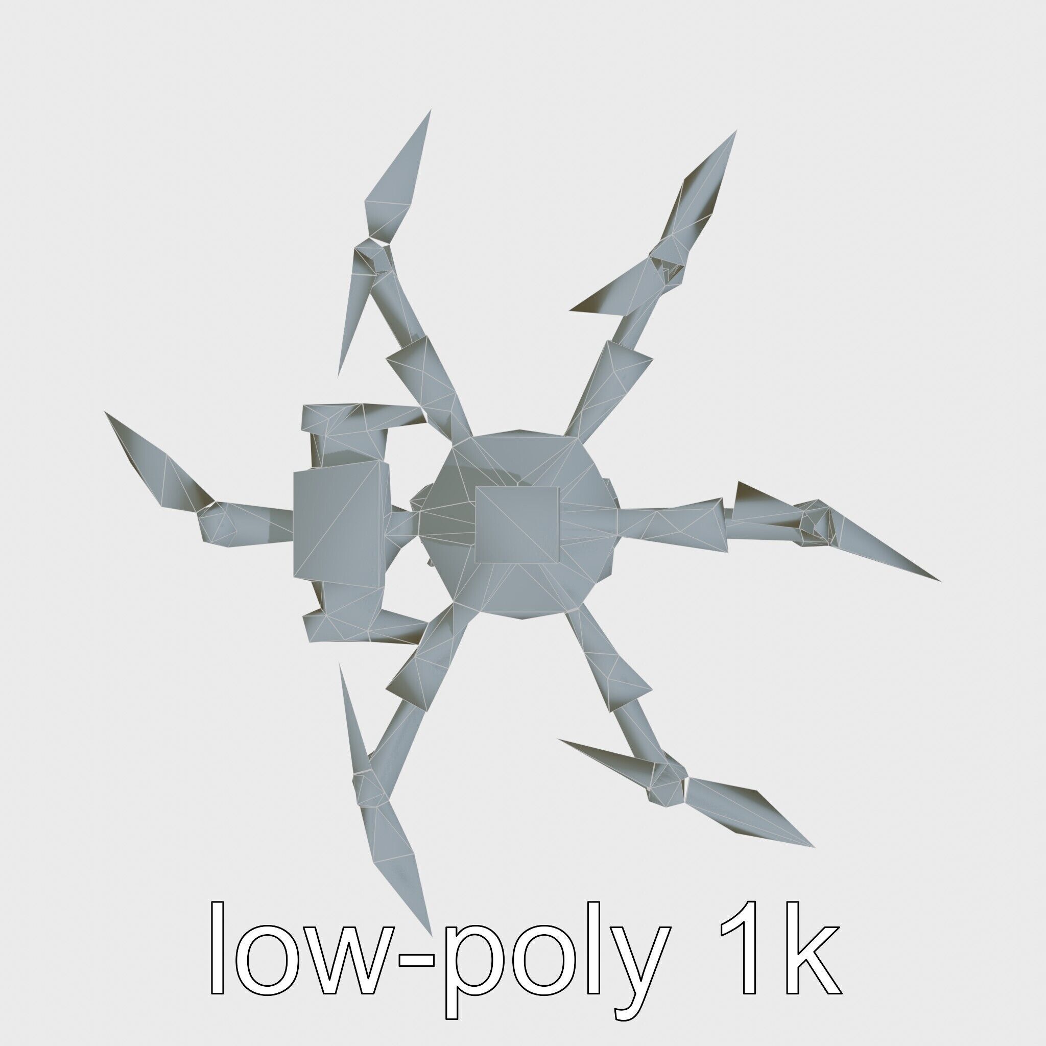 Combat Spider Drone with Eight Legs and Laser Tech Low-poly 3D model_23