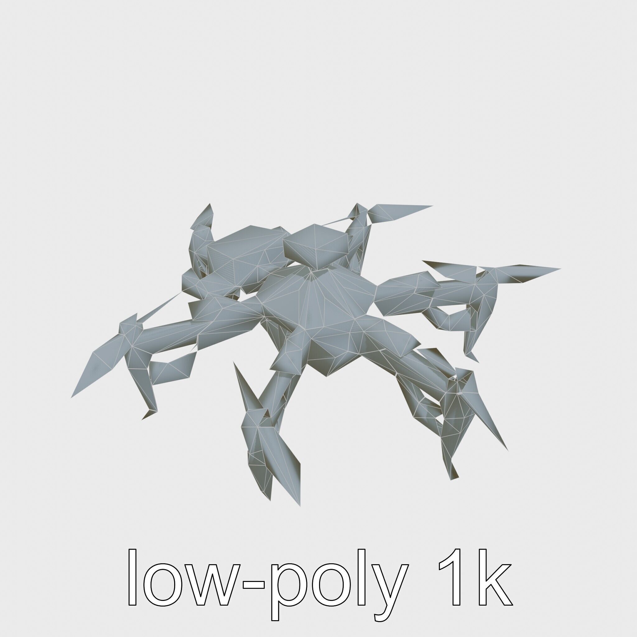 Combat Spider Drone with Eight Legs and Laser Tech Low-poly 3D model_16