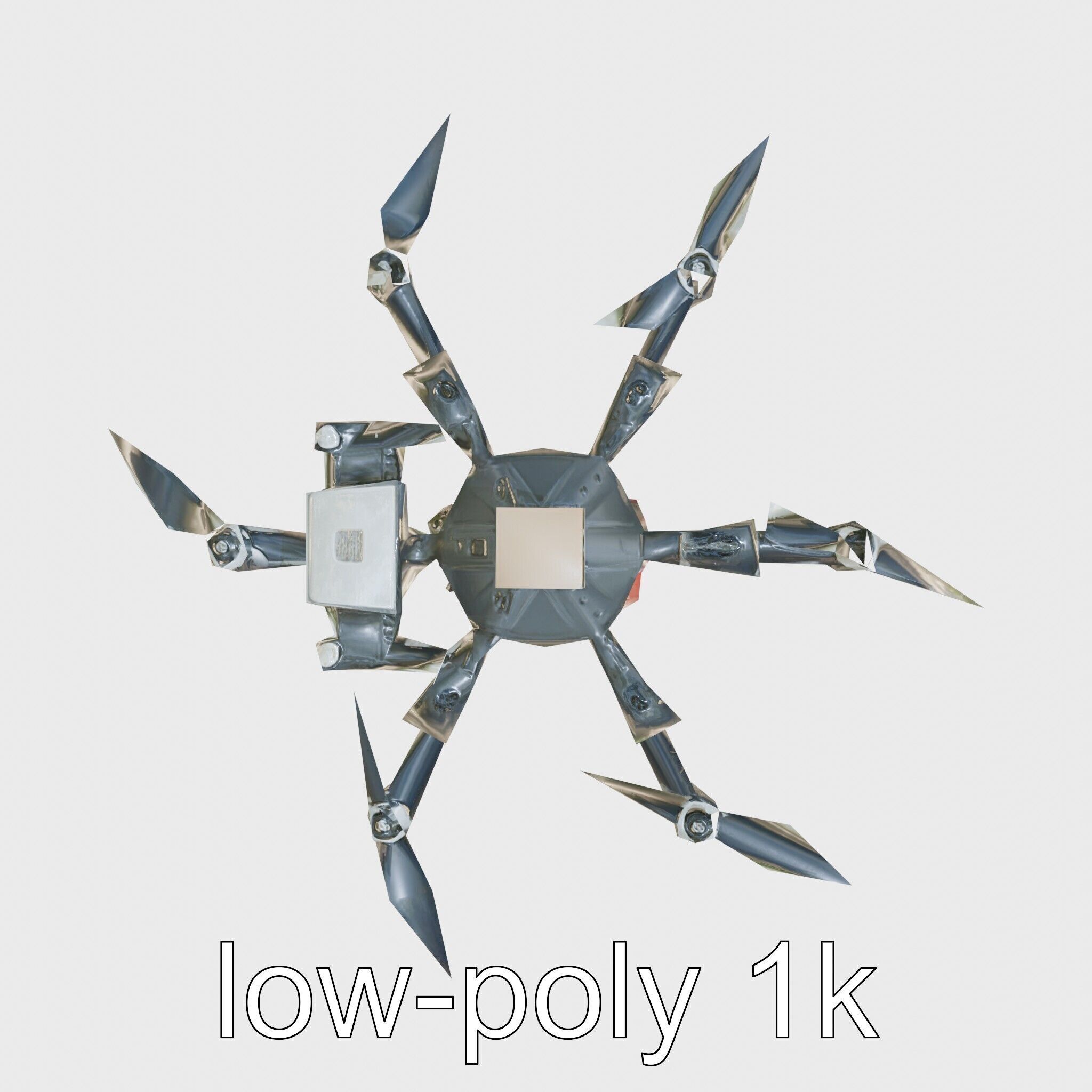 Combat Spider Drone with Eight Legs and Laser Tech Low-poly 3D model_29