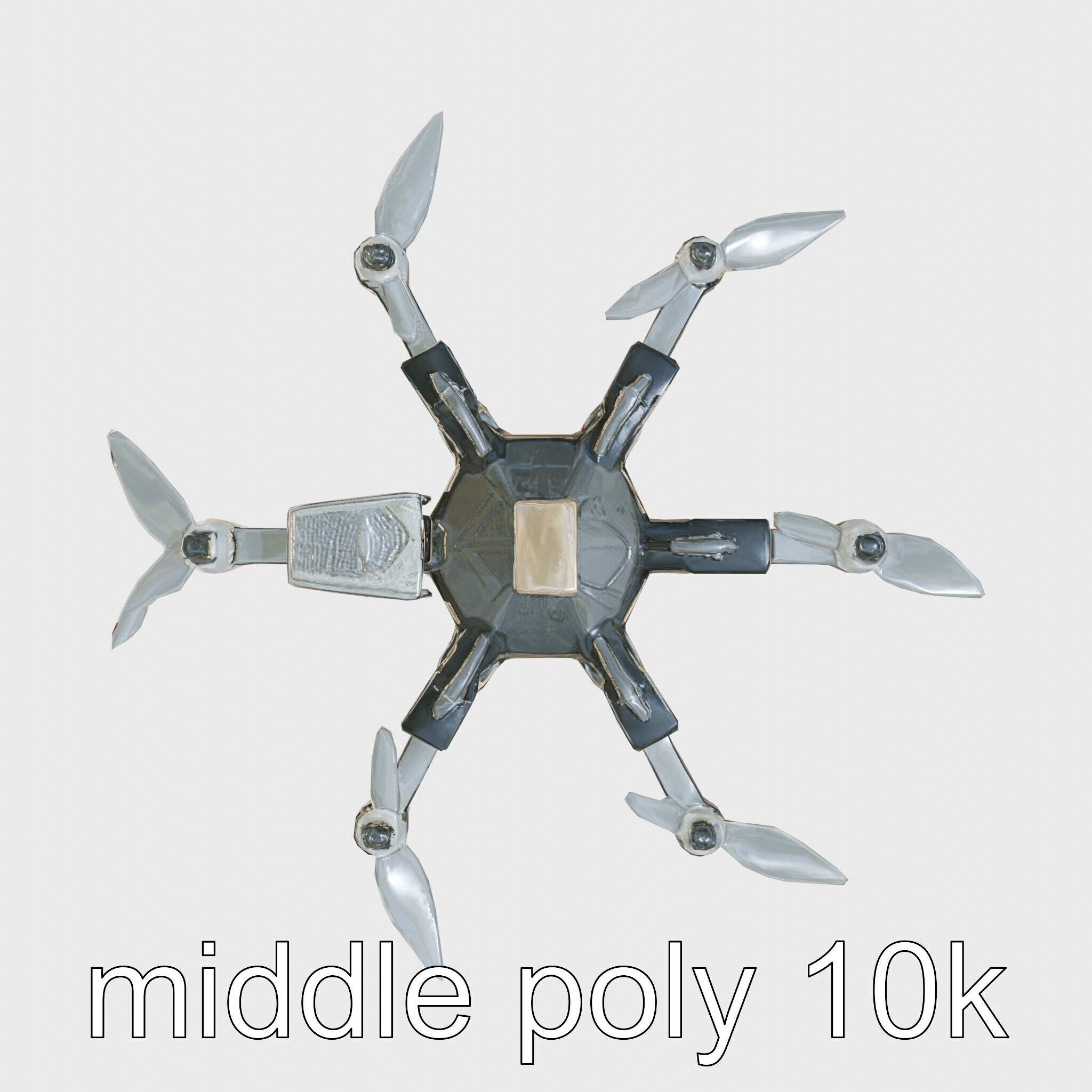 Combat Spider Drone with Eight Legs and Laser Tech Low-poly 3D model_26