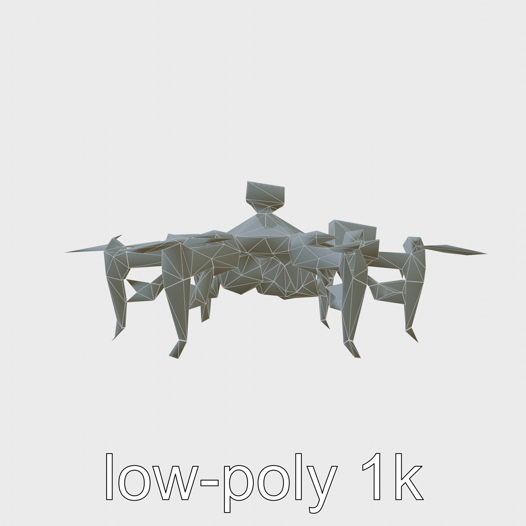 Combat Spider Drone with Eight Legs and Laser Tech Low-poly 3D model_10