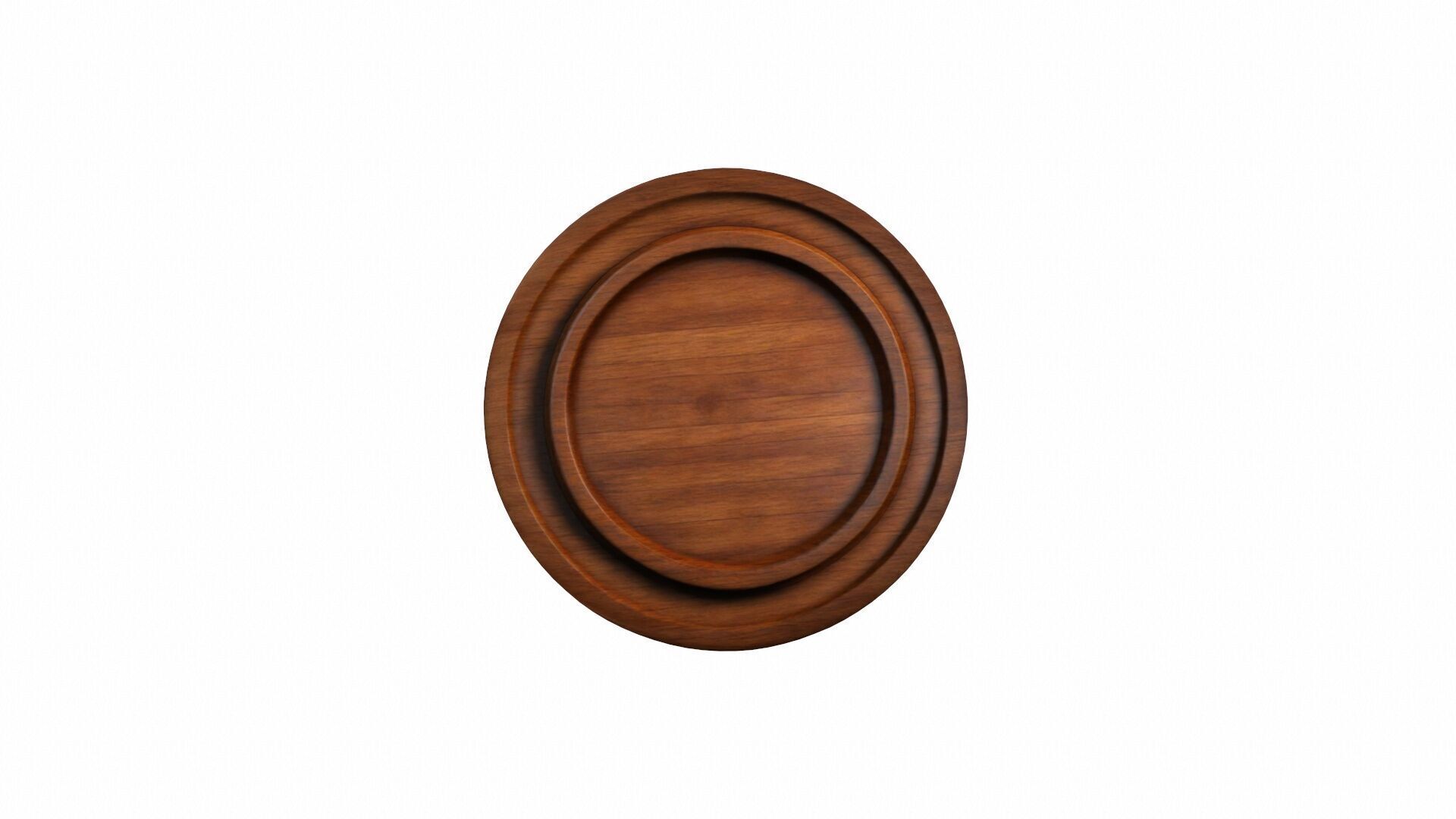Empty Wooden Plate  Isolated On 3d Model 3D model_2