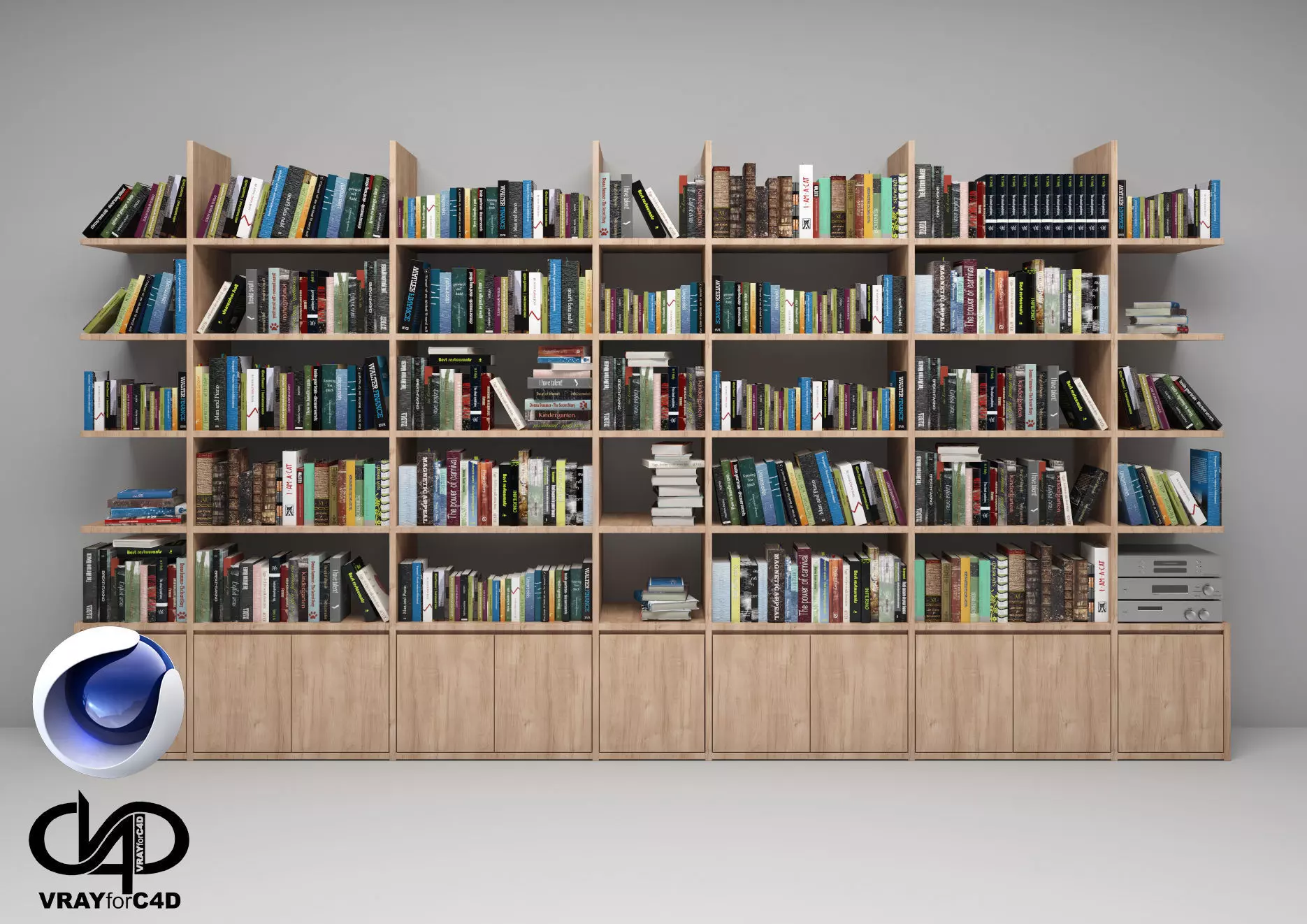 Bookshelf - Vray6 - C4D 3D model_0