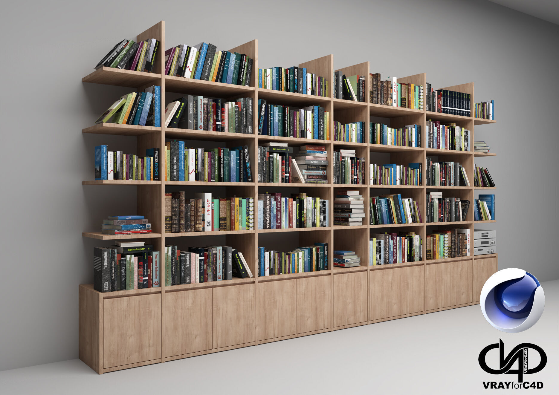 Bookshelf - Vray6 - C4D 3D model_1