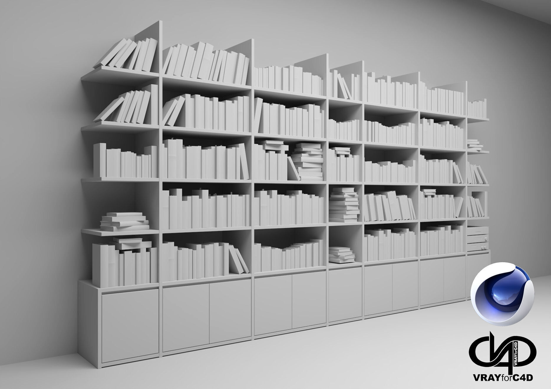 Bookshelf - Vray6 - C4D 3D model_3