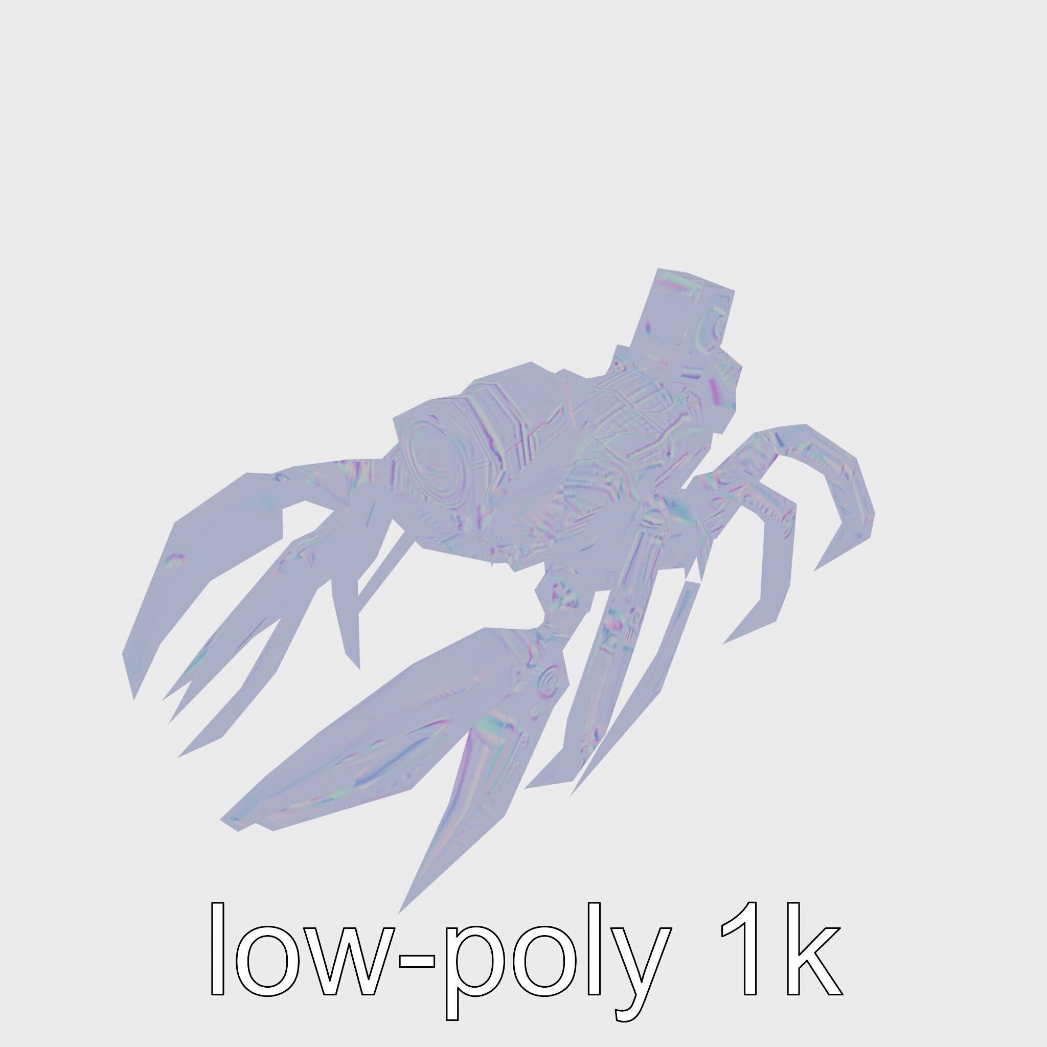 Giant Mechanical Scorpion with Saw Claws and Jet Engine Low-poly 3D model_30