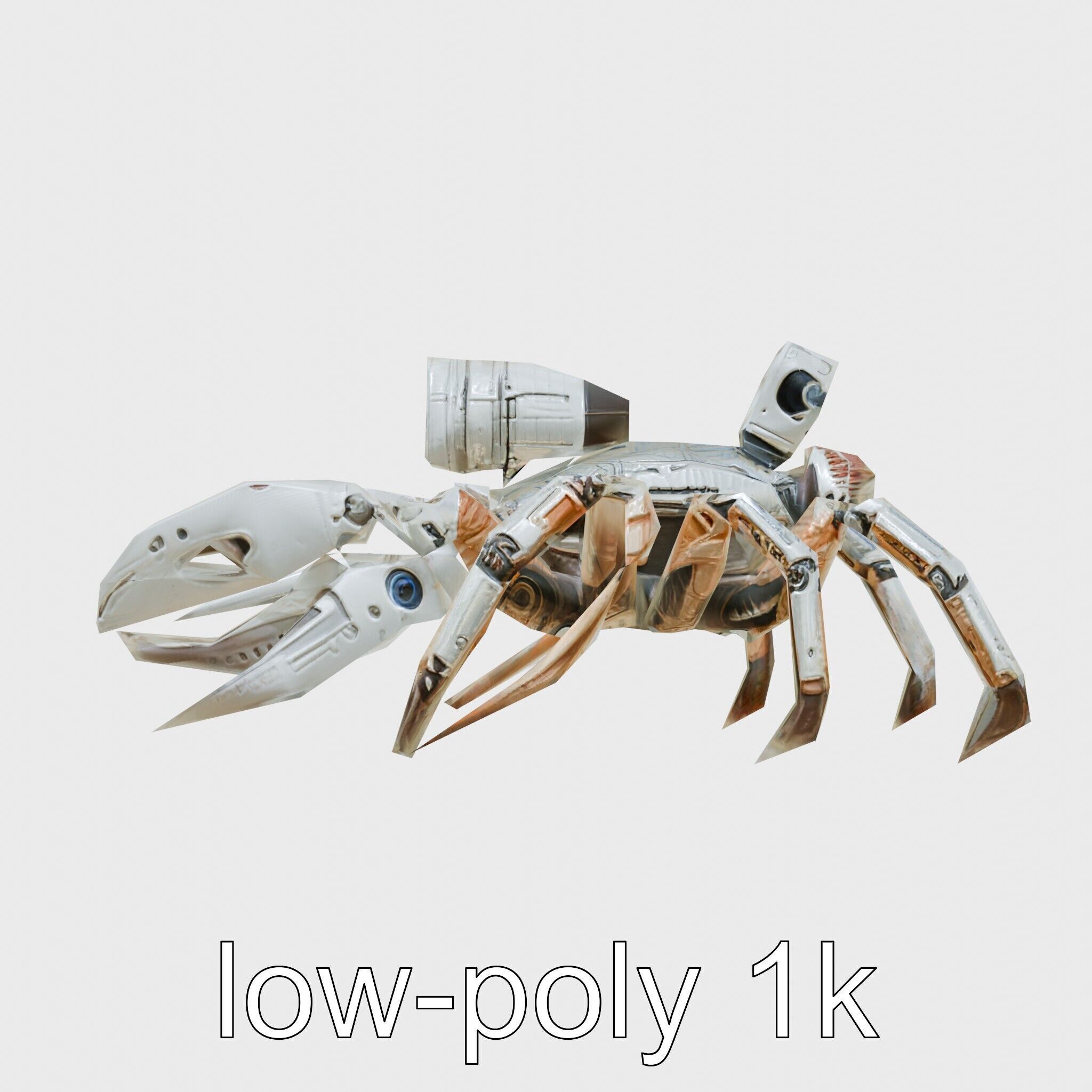 Giant Mechanical Scorpion with Saw Claws and Jet Engine Low-poly 3D model_13