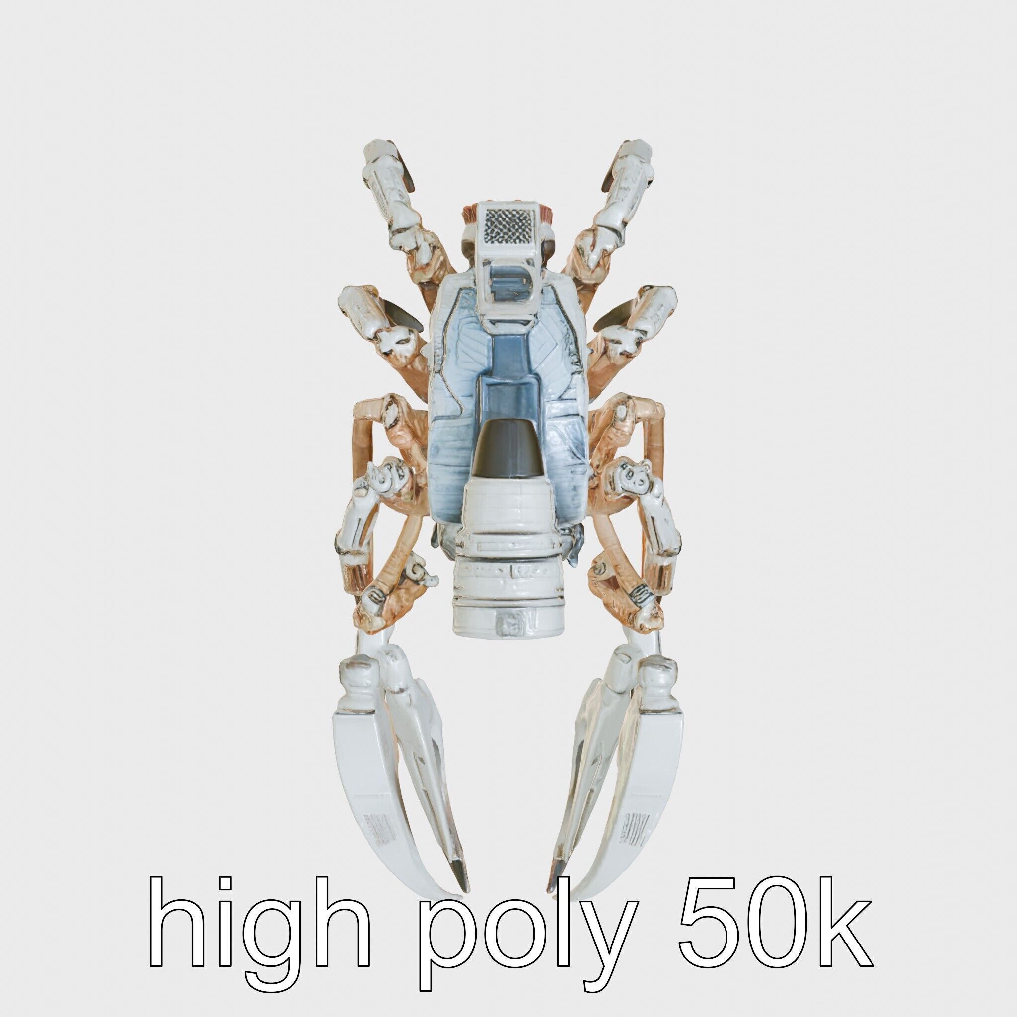 Giant Mechanical Scorpion with Saw Claws and Jet Engine Low-poly 3D model_11