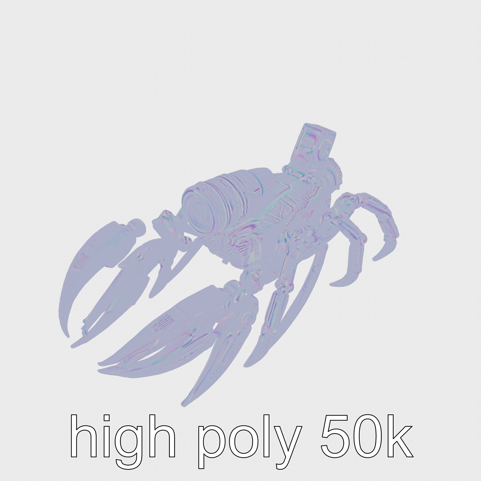 Giant Mechanical Scorpion with Saw Claws and Jet Engine Low-poly 3D model_27