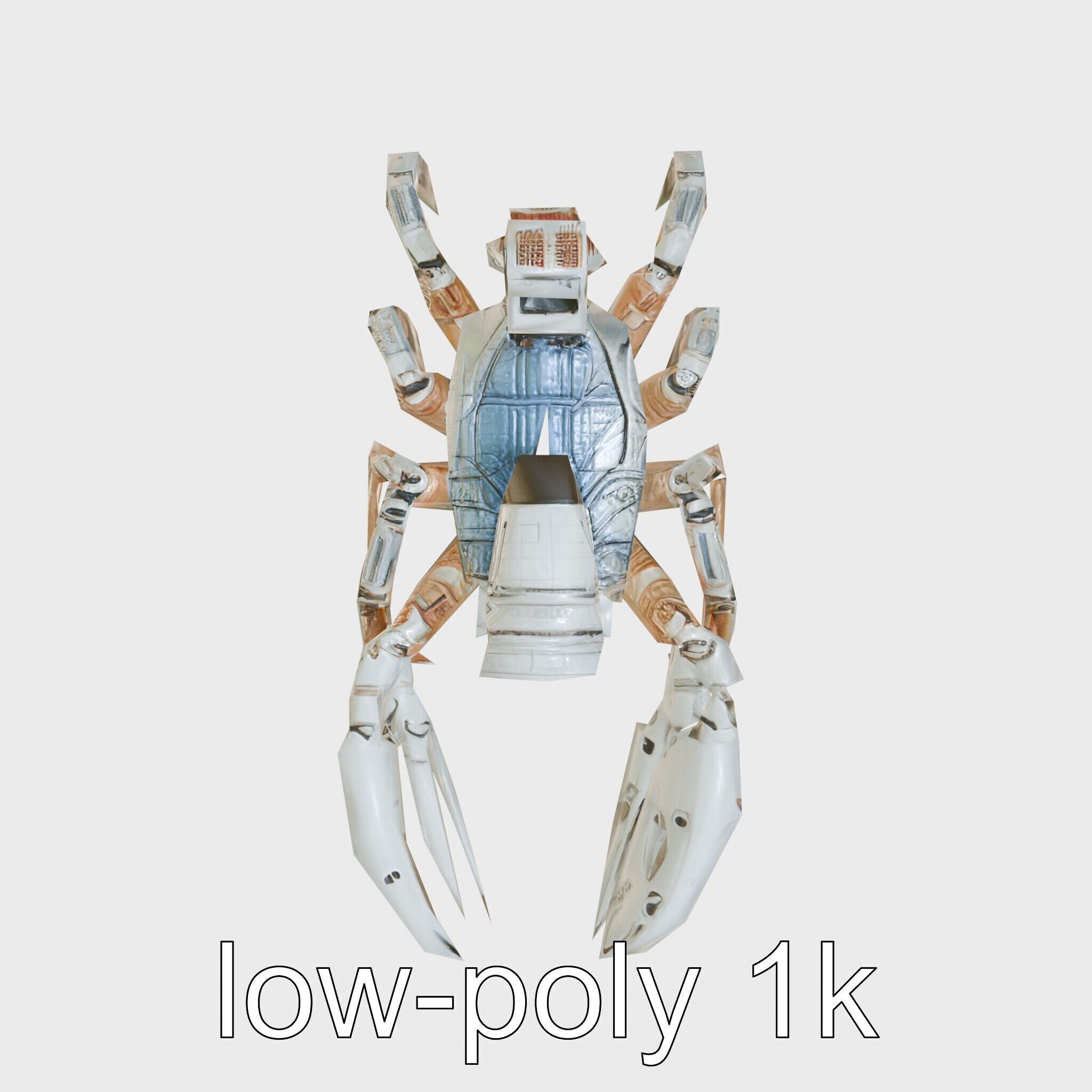 Giant Mechanical Scorpion with Saw Claws and Jet Engine Low-poly 3D model_26