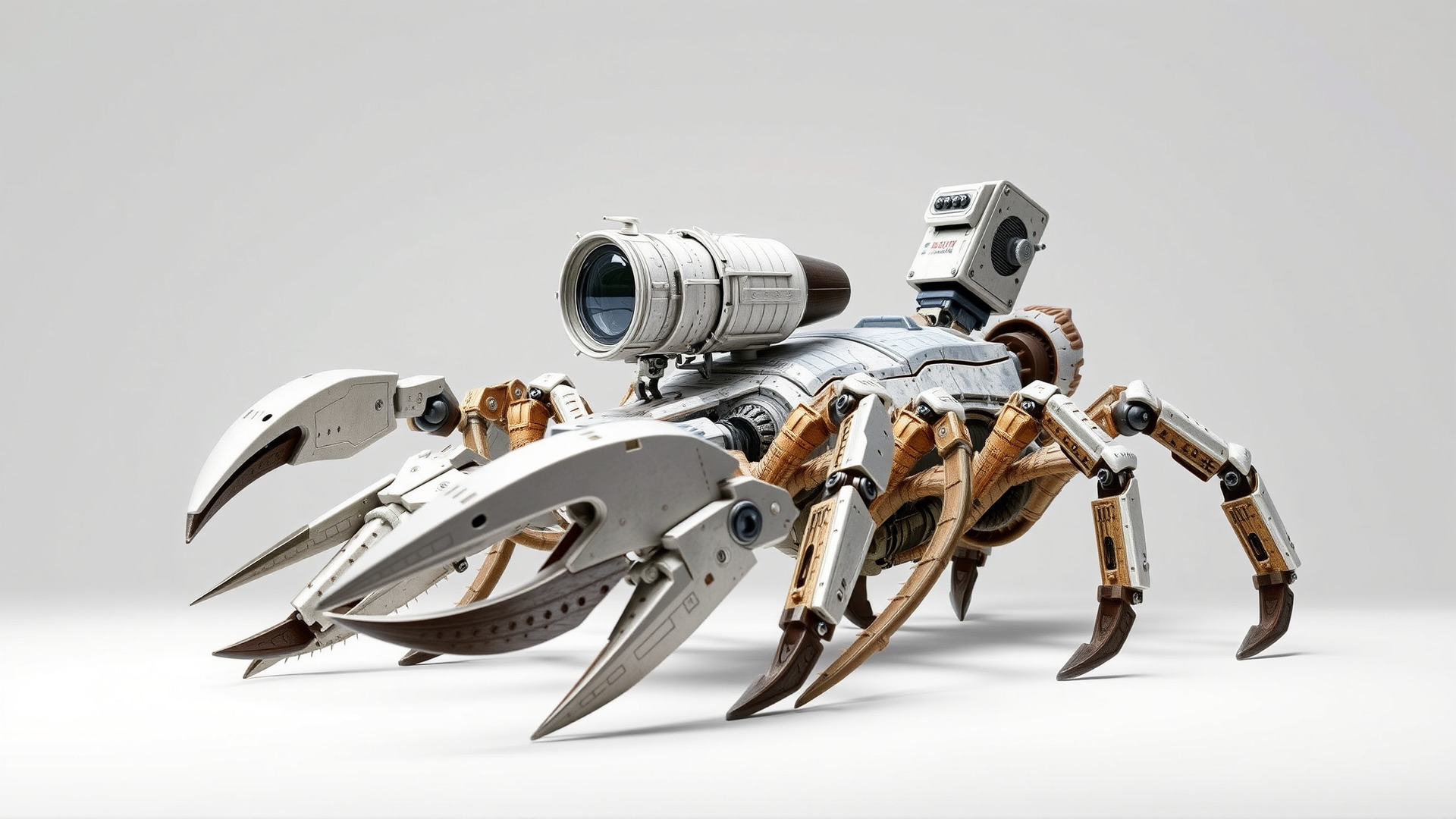 Giant Mechanical Scorpion with Saw Claws and Jet Engine Low-poly 3D model_6