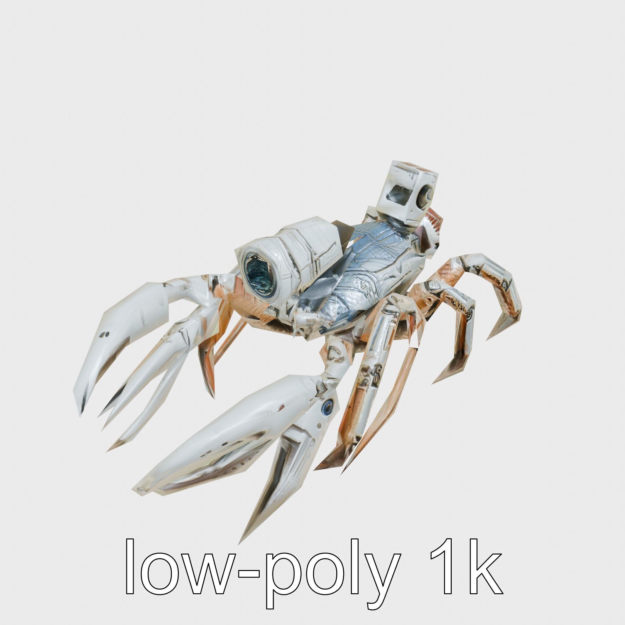 Giant Mechanical Scorpion with Saw Claws and Jet Engine Low-poly 3D model_14