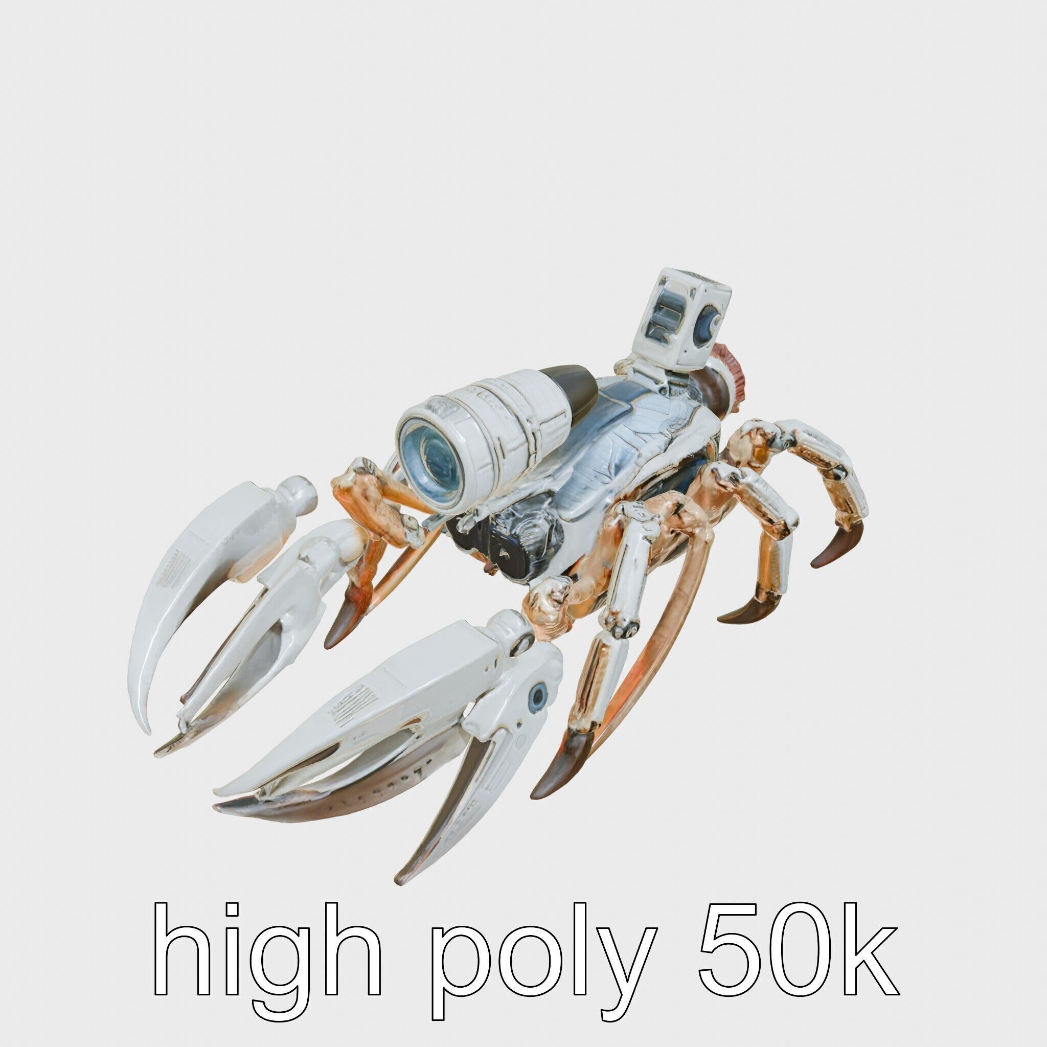 Giant Mechanical Scorpion with Saw Claws and Jet Engine Low-poly 3D model_22