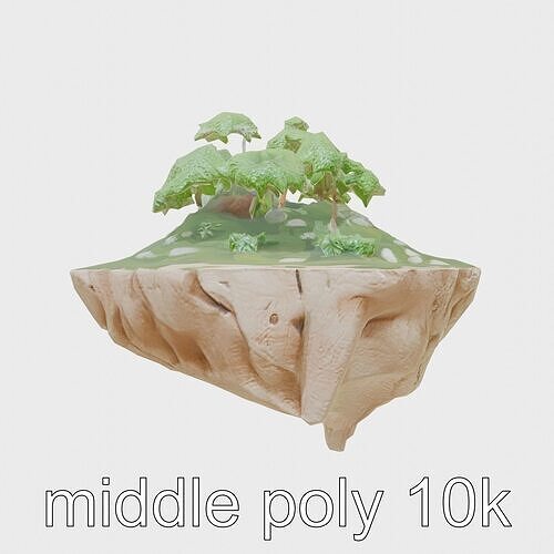 Floating Eco Island with Autonomous Ecosystem Model Low-poly 3D model