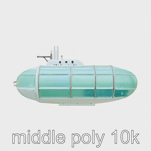 Submarine Aquarium with Panoramic Glass Observation Sections Low-poly 3D model