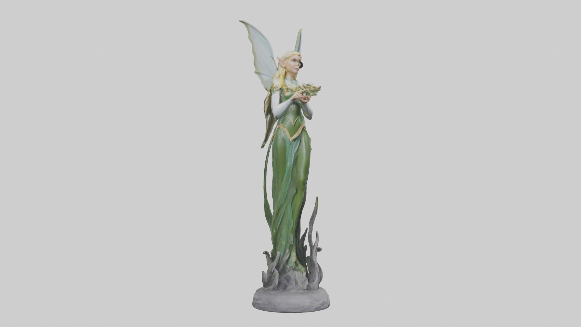 Elf Princess statue model 3D model_7