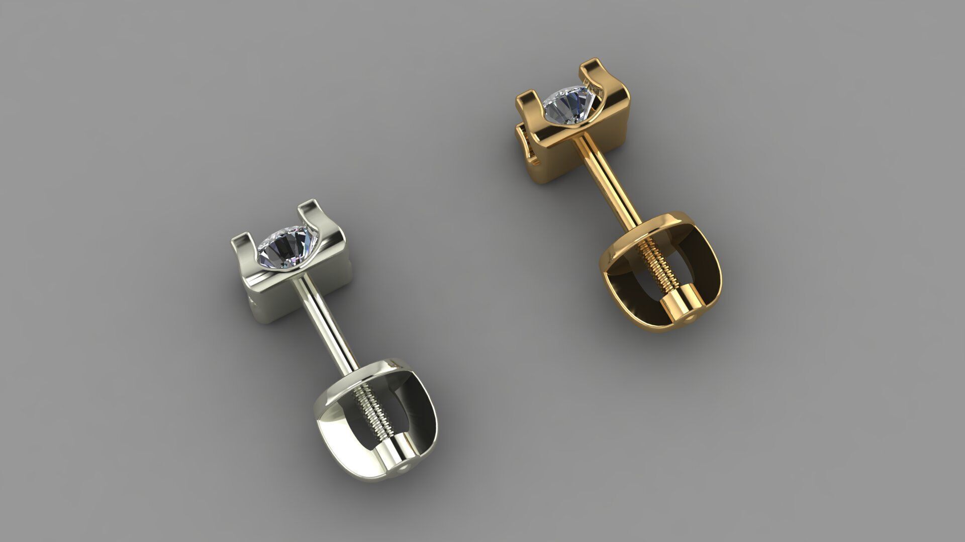 Earrings width diamond 3D print model_1