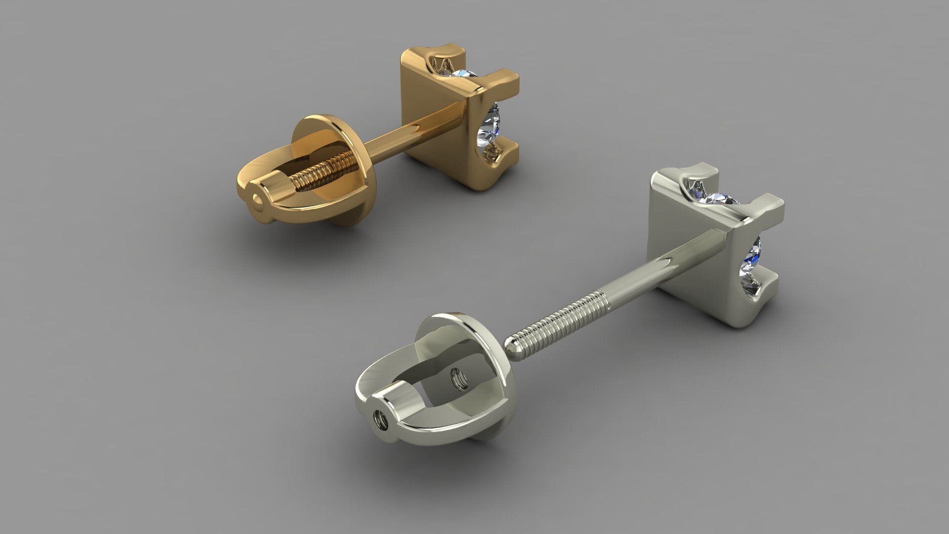 Earrings width diamond 3D print model_9