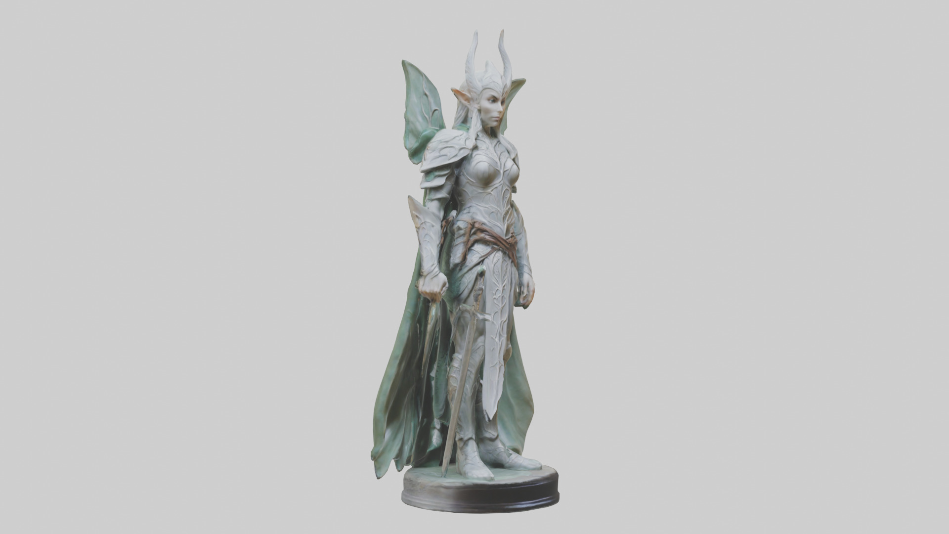 Elven Warrior statue model 3D model_11