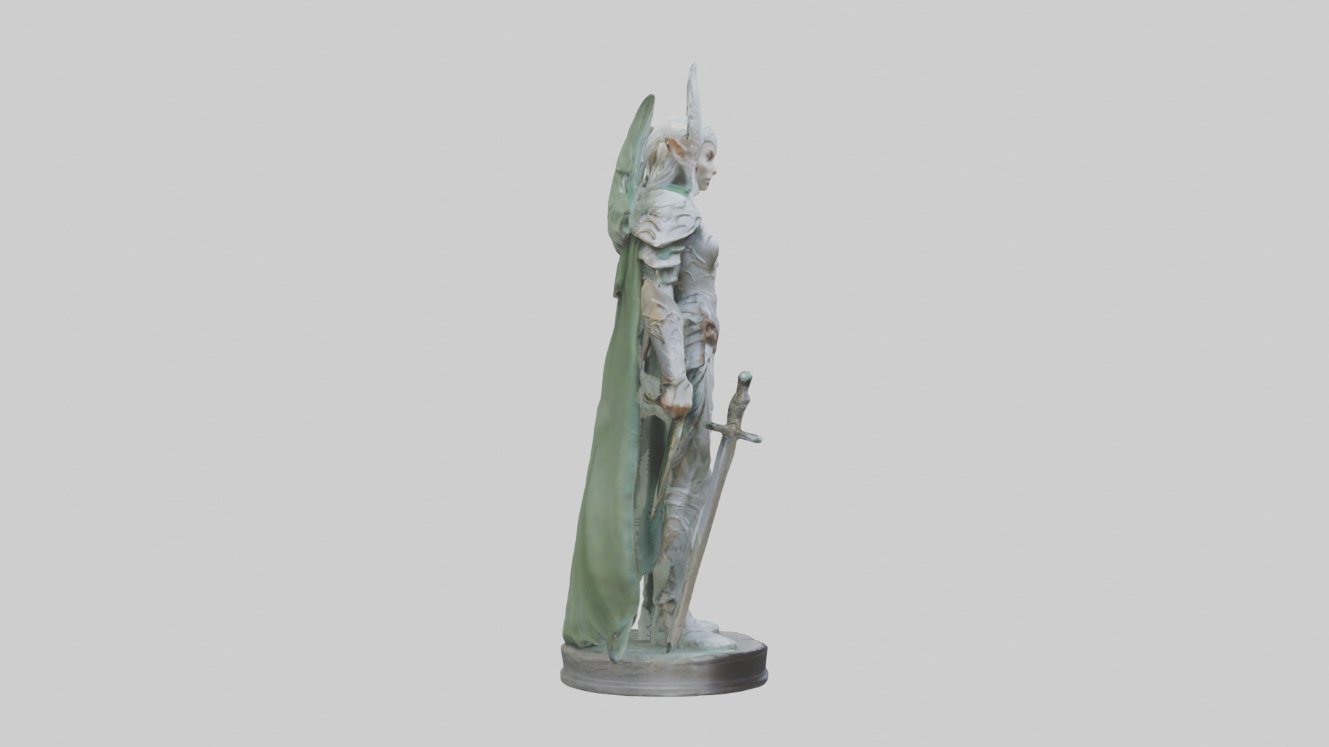 Elven Warrior statue model 3D model_13