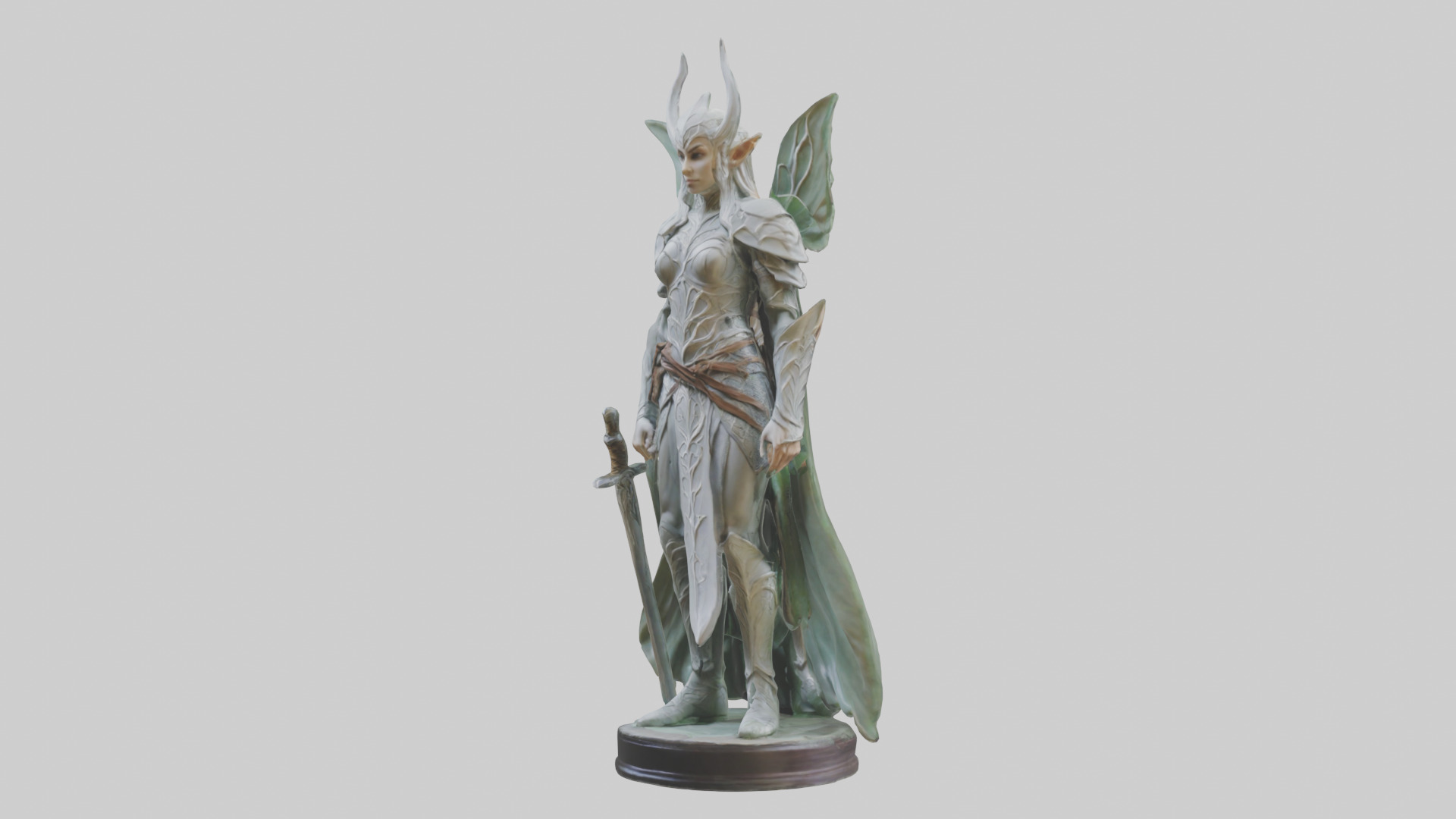 Elven Warrior statue model 3D model_10