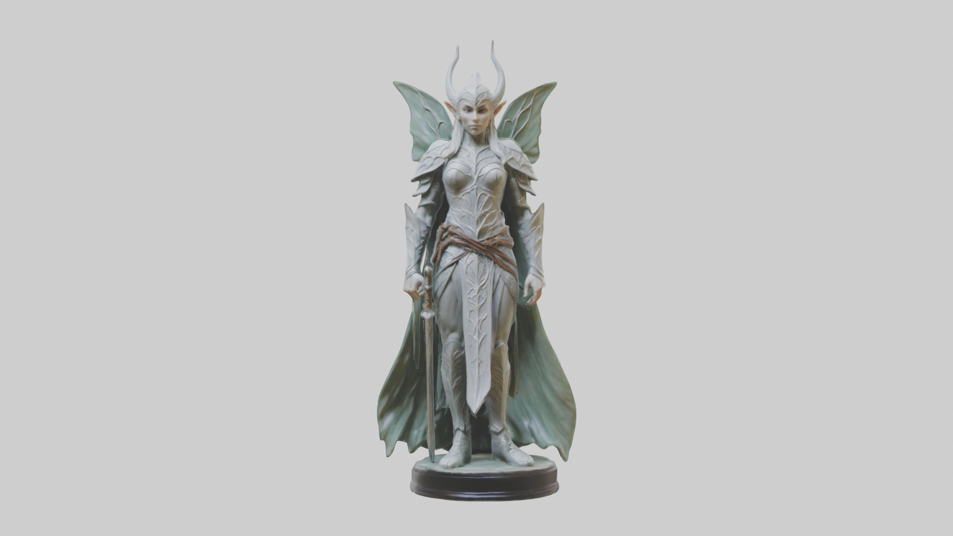 Elven Warrior statue model 3D model_9