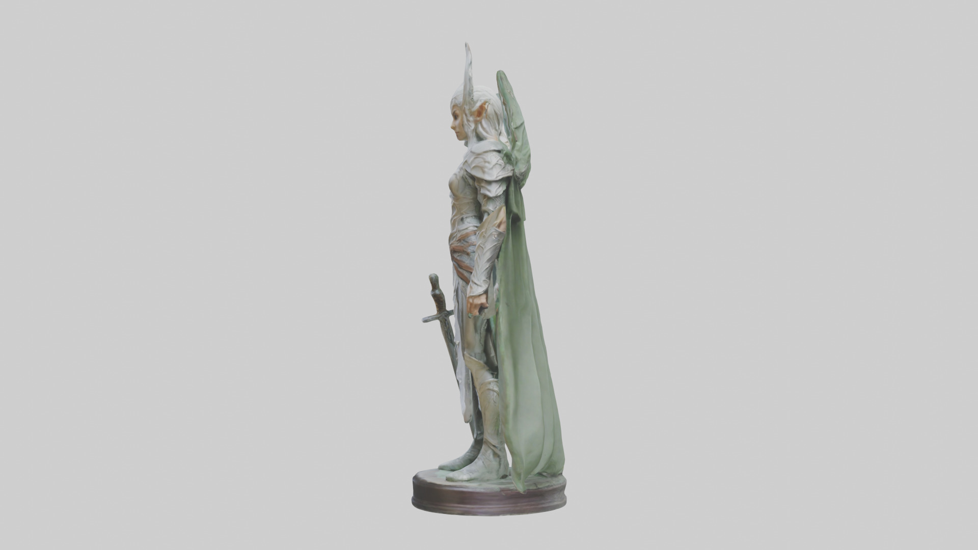 Elven Warrior statue model 3D model_12