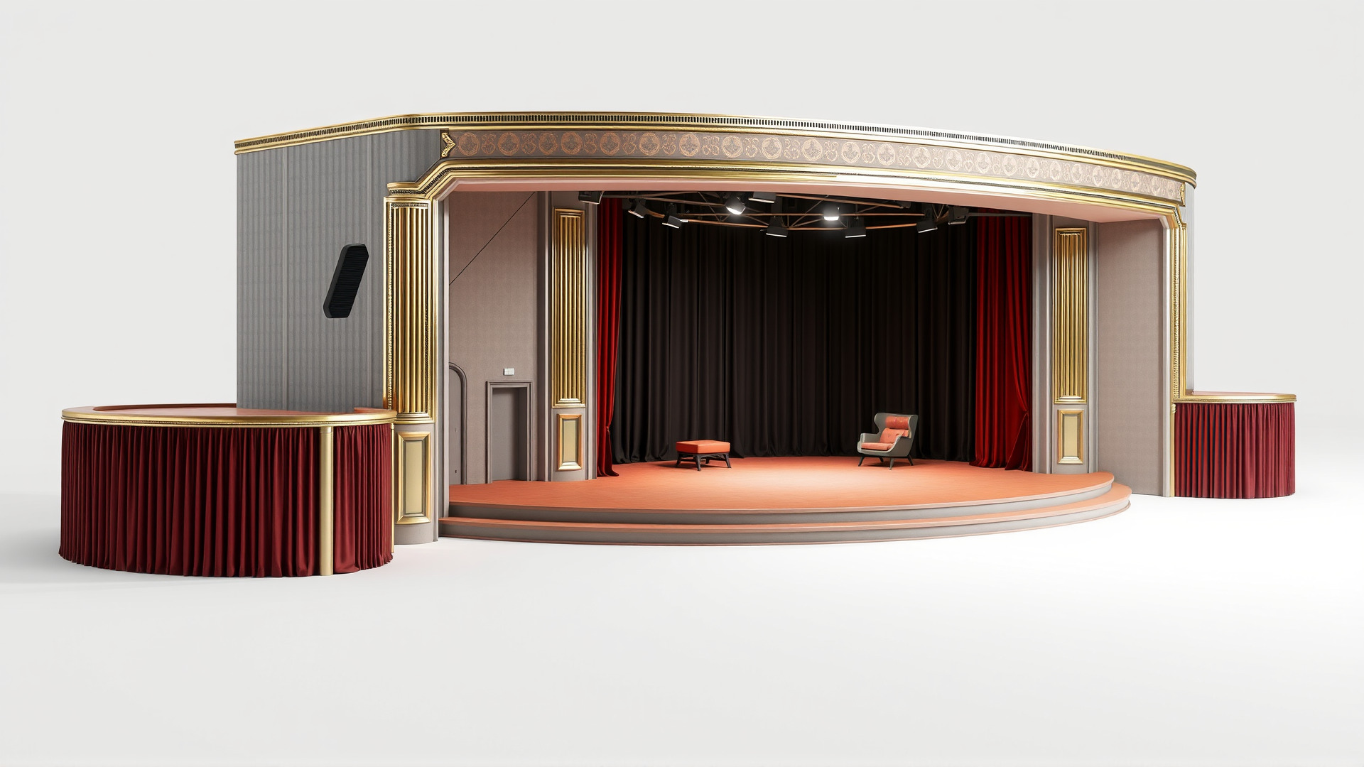 Floating Theater with Dynamic Stage and Decor System Low-poly 3D model_6