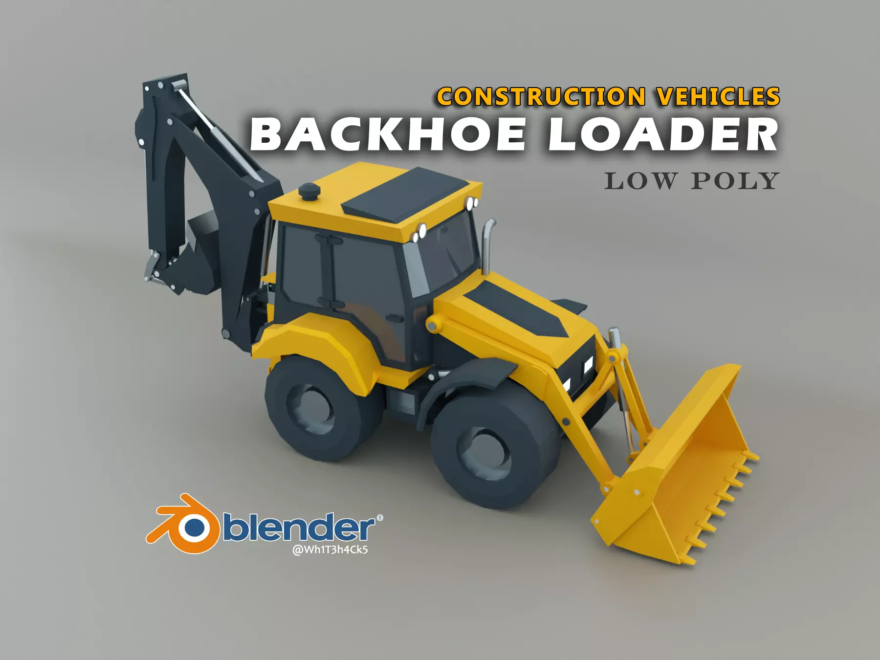 Backhoe Loader Heavy Vehicle Low-poly 3D model_0