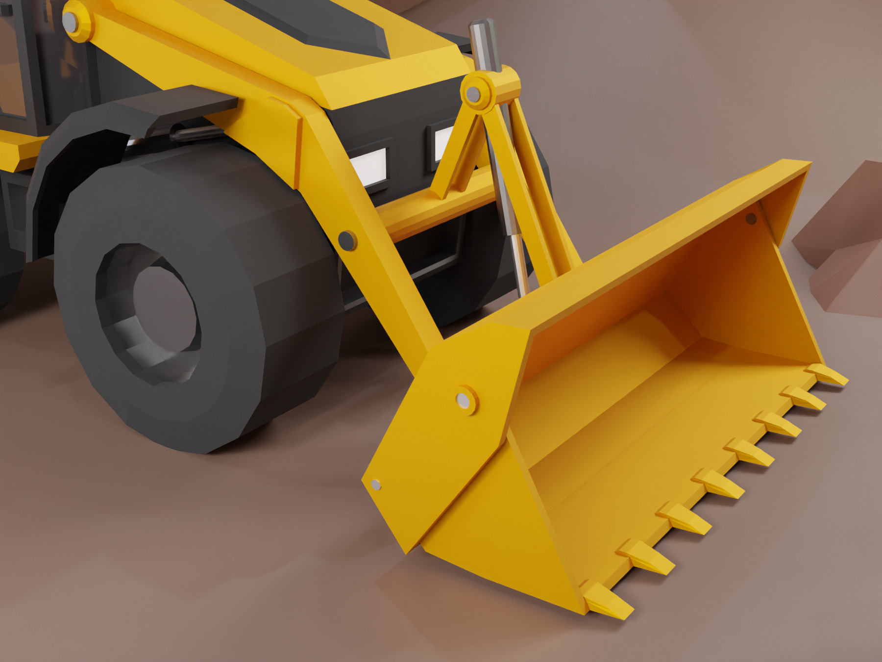 Backhoe Loader Heavy Vehicle Low-poly 3D model_5
