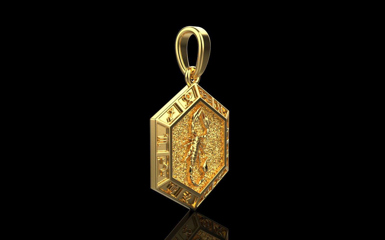 Zodiac sign scorpion pendant model 966 3D print model_15