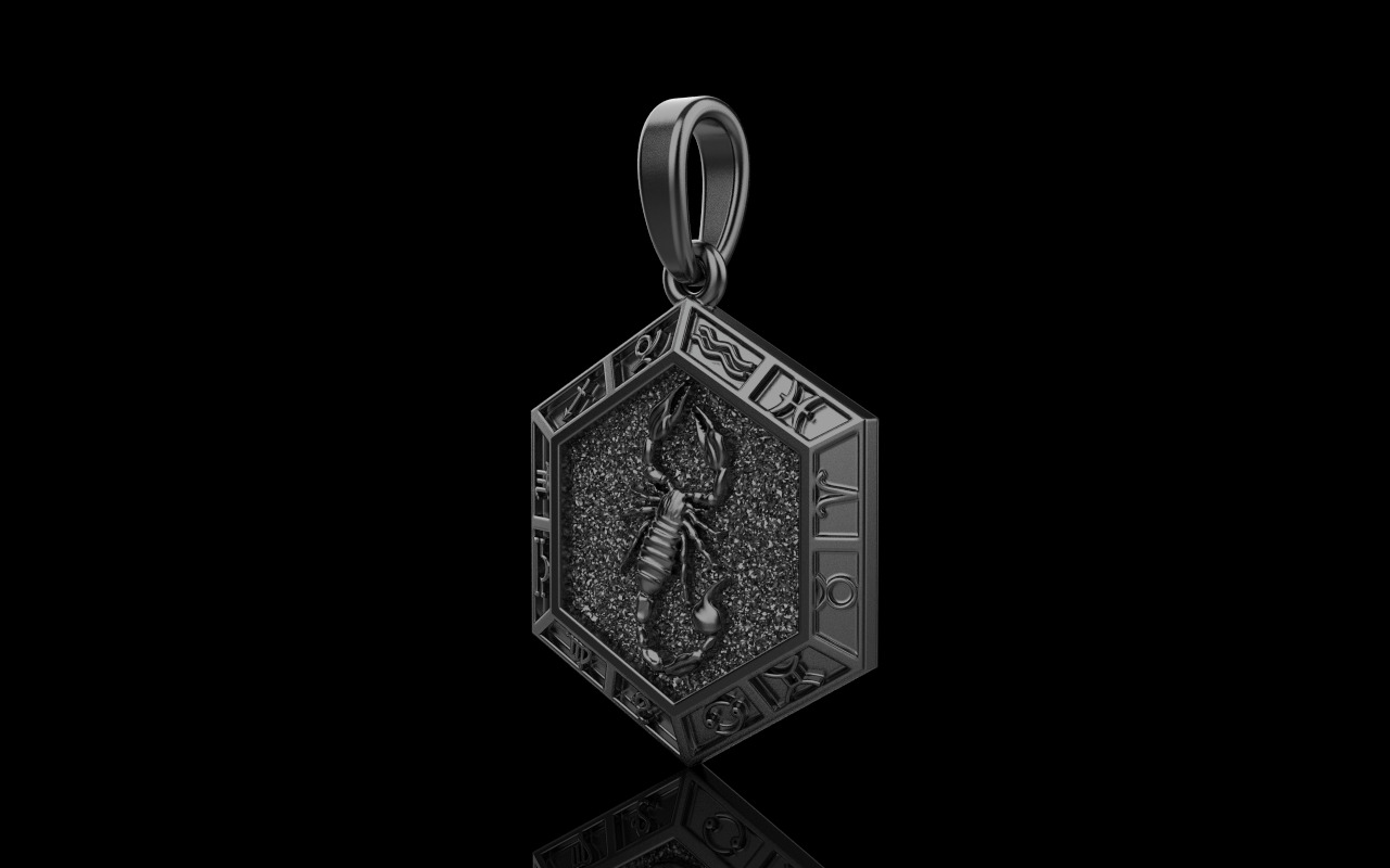 Zodiac sign scorpion pendant model 966 3D print model_25