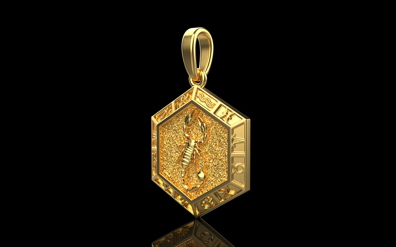 Zodiac sign scorpion pendant model 966 3D print model_21