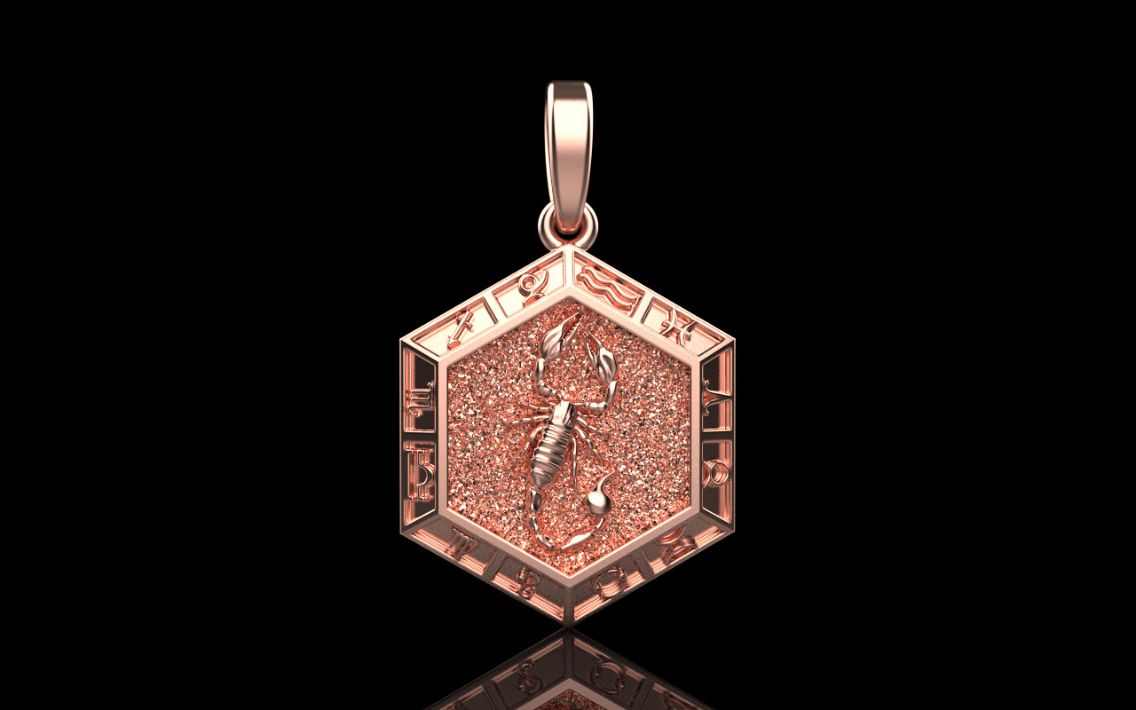 Zodiac sign scorpion pendant model 966 3D print model_13