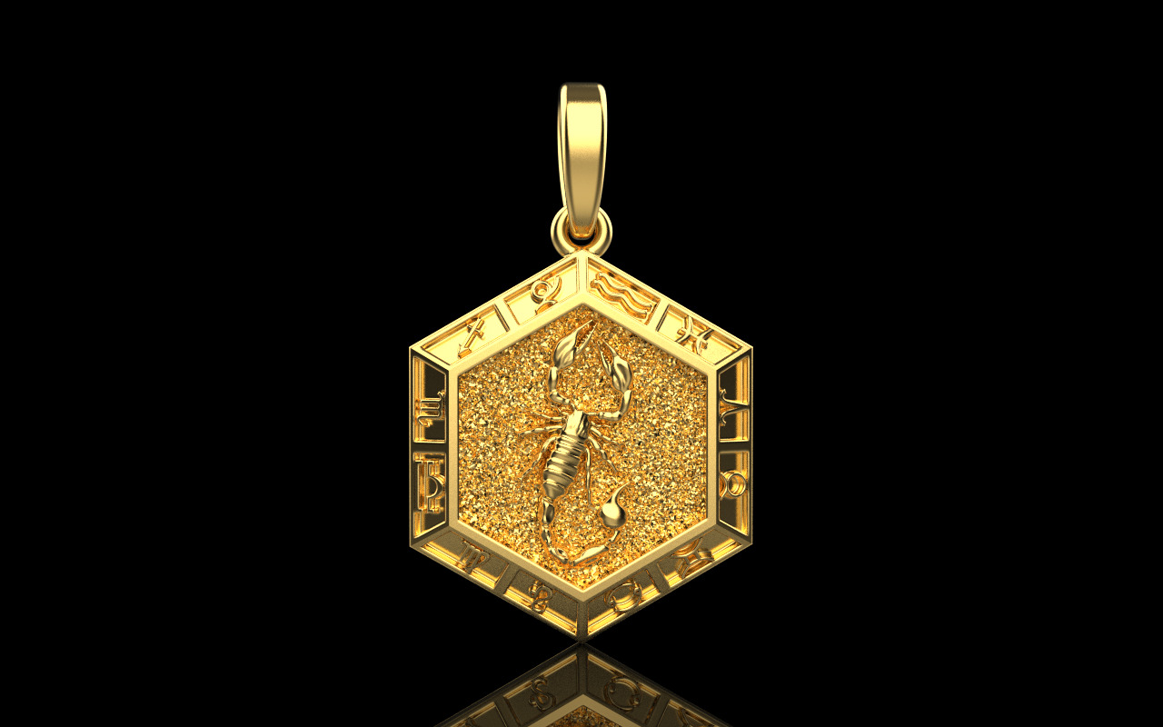 Zodiac sign scorpion pendant model 966 3D print model_10