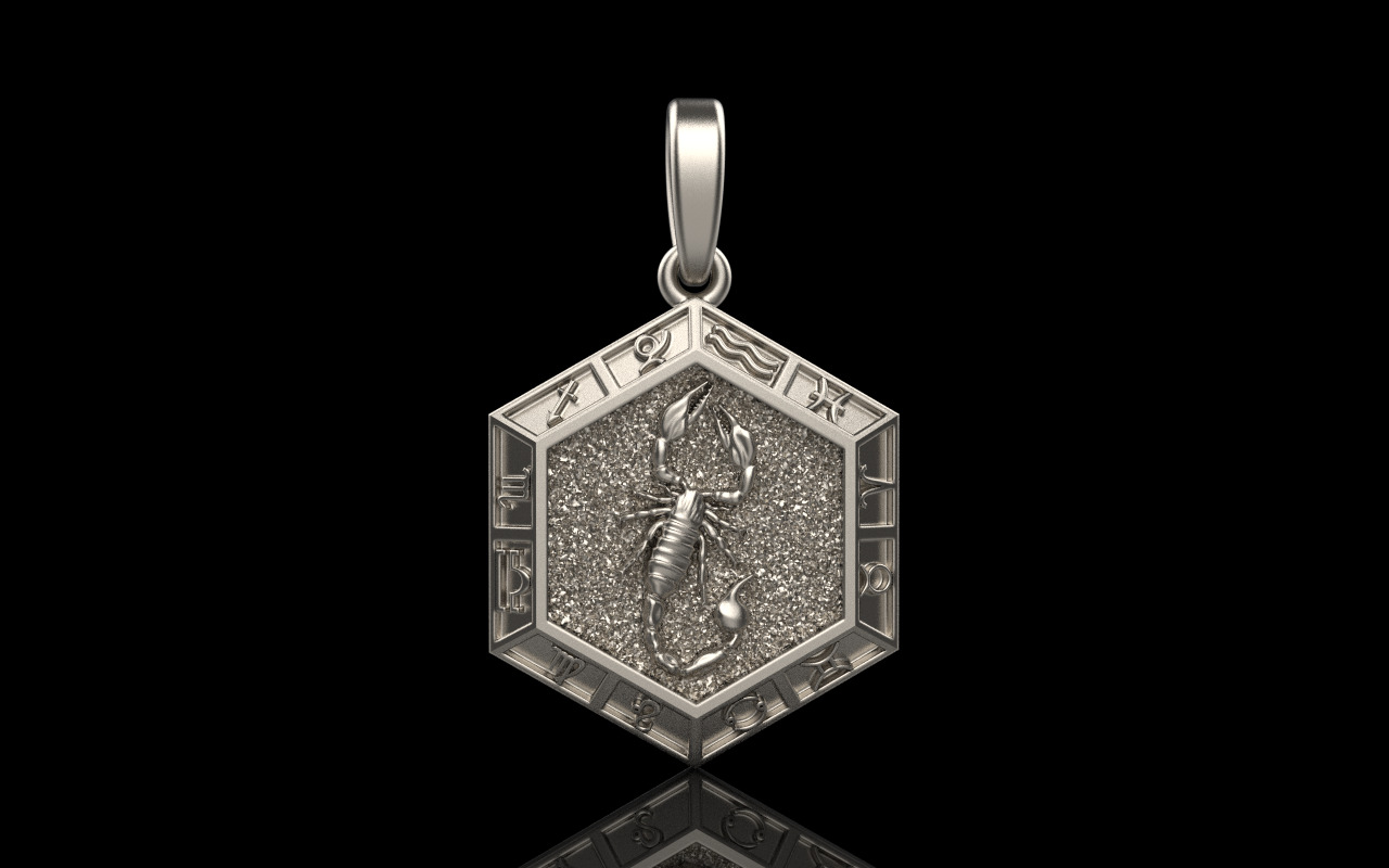 Zodiac sign scorpion pendant model 966 3D print model_12