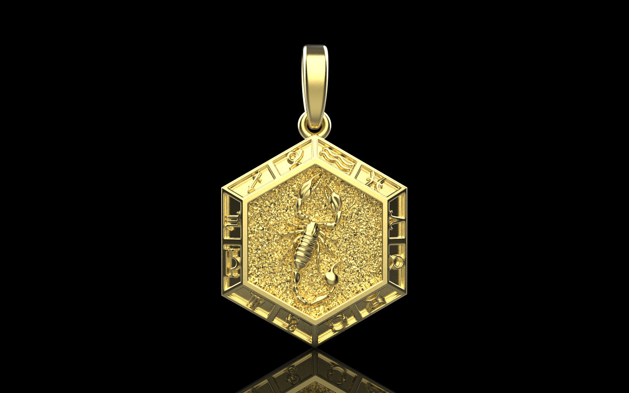Zodiac sign scorpion pendant model 966 3D print model_11